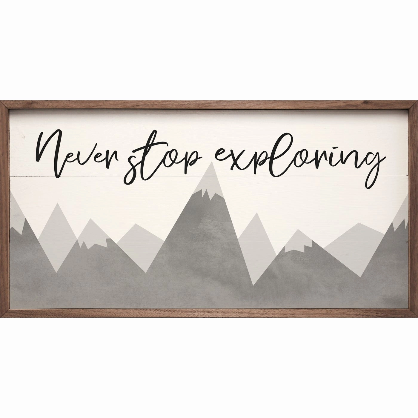 Never Stop Exploring Wood Framed Print 