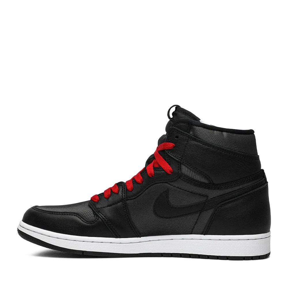 NIKE AIR JORDAN1 RETRO HIGH BLACK SATIN GYM RED