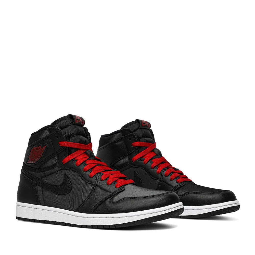 NIKE AIR JORDAN1 RETRO HIGH BLACK SATIN GYM RED