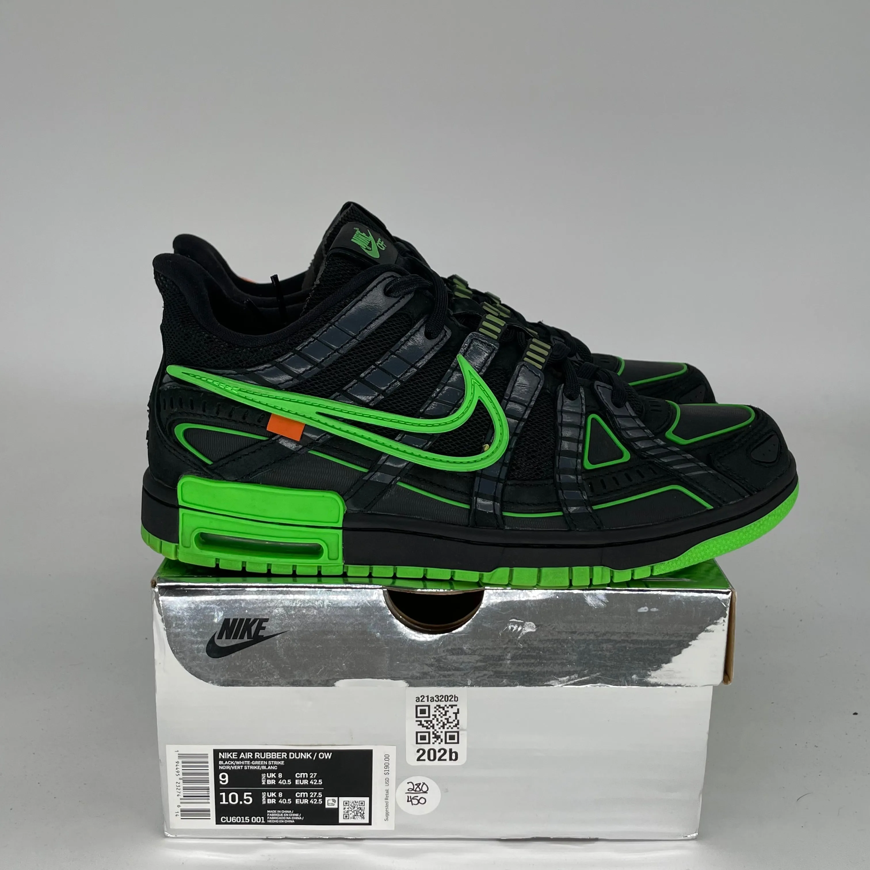 NIKE AIR RUBBER DUNK OFF WHITE GREEN STRIKE SIZE 9 CU6015-001
