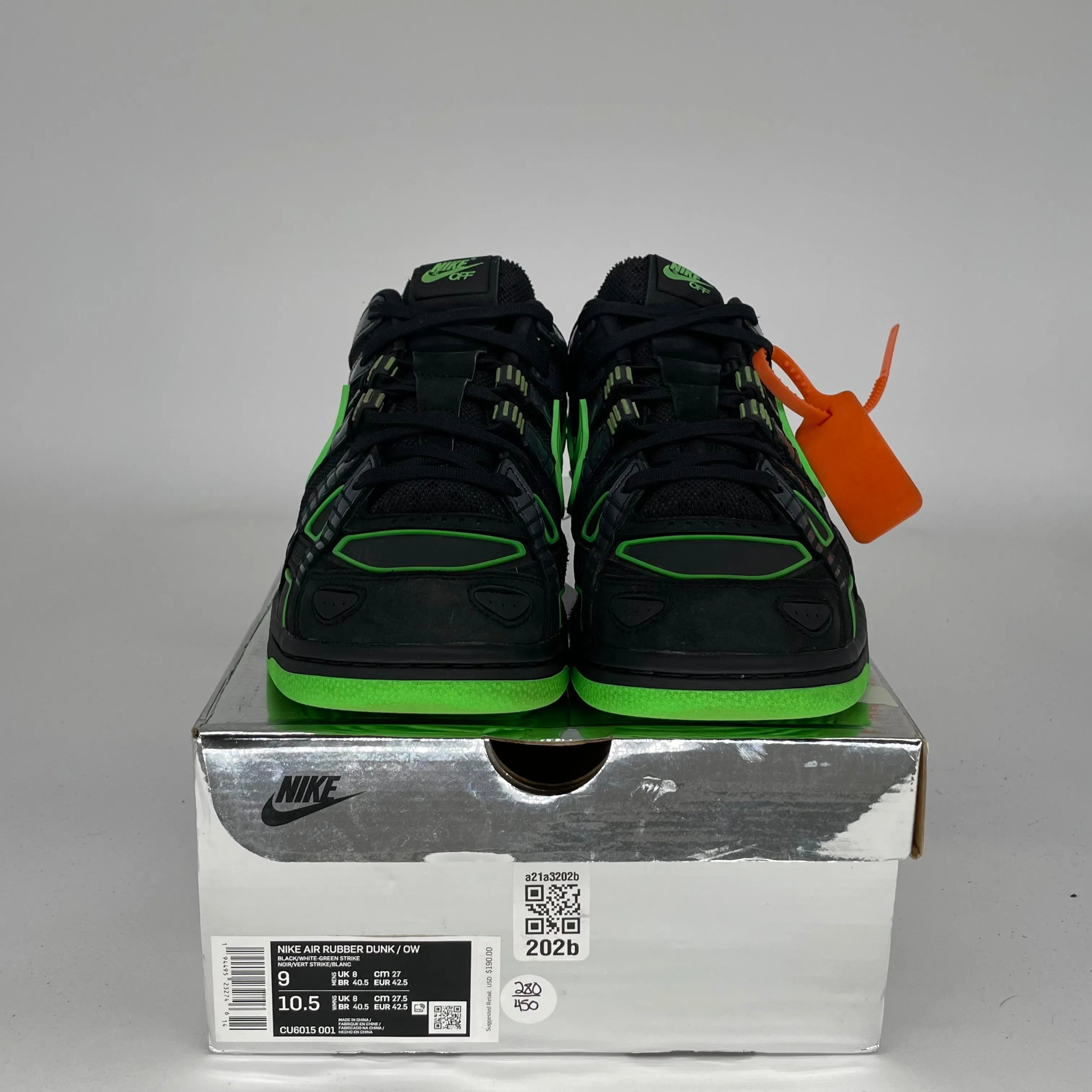 NIKE AIR RUBBER DUNK OFF WHITE GREEN STRIKE SIZE 9 CU6015-001