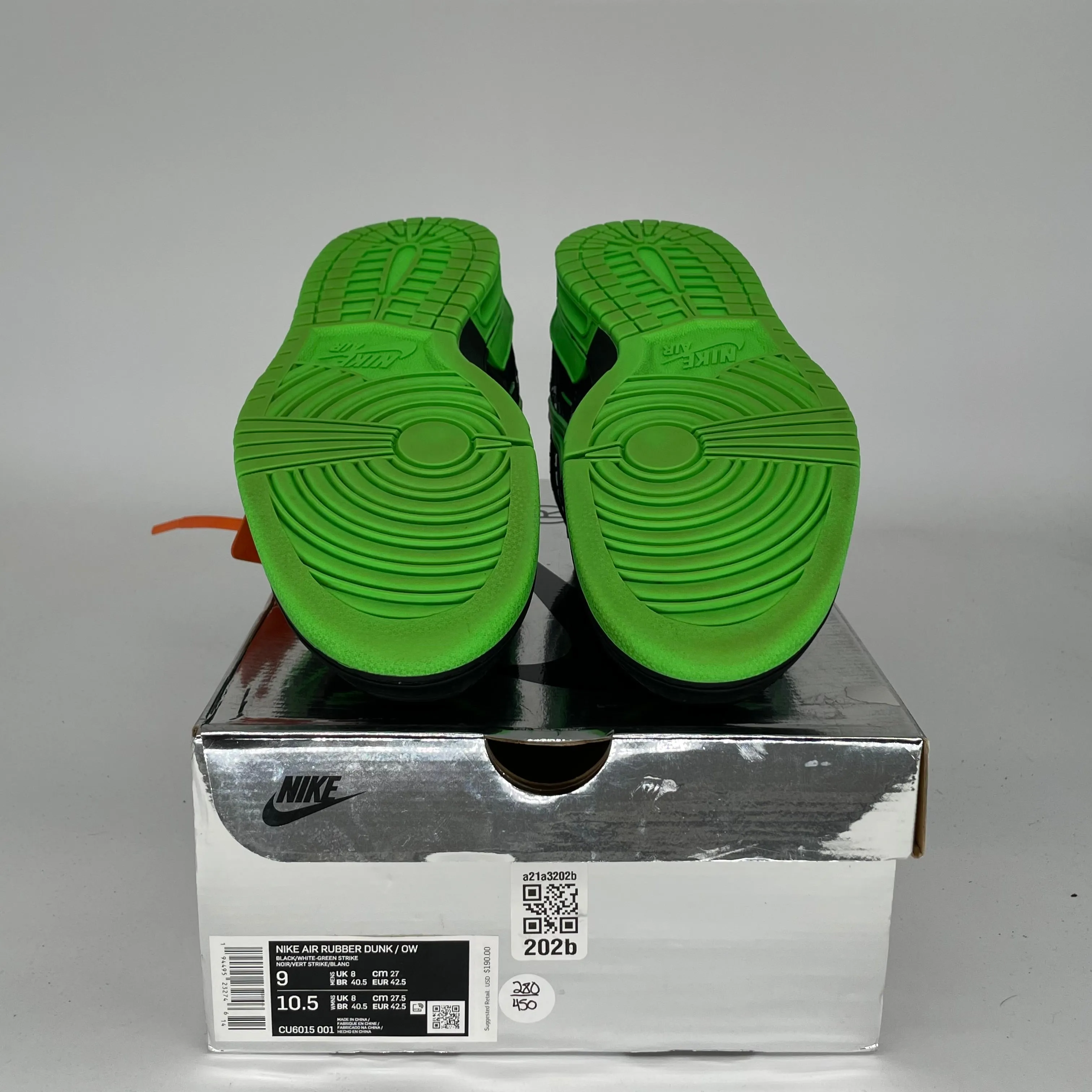 NIKE AIR RUBBER DUNK OFF WHITE GREEN STRIKE SIZE 9 CU6015-001