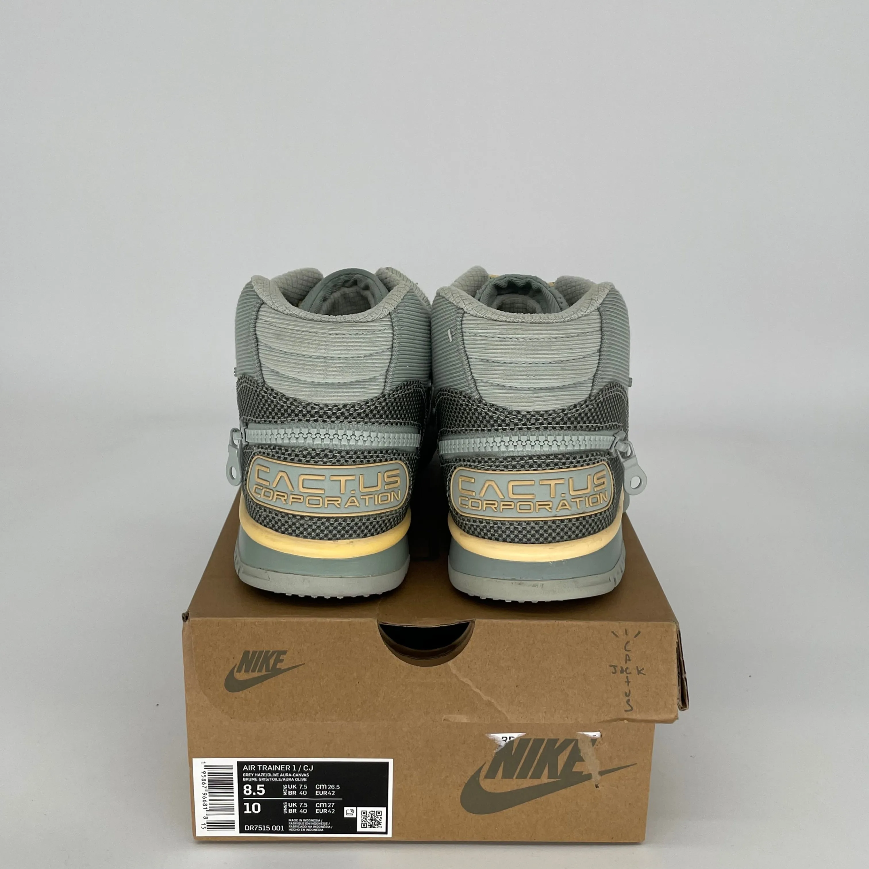 NIKE AIR TRAINER 1 SP TRAVIS SCOTT GREY HAZE SIZE 8.5 DR7515-001