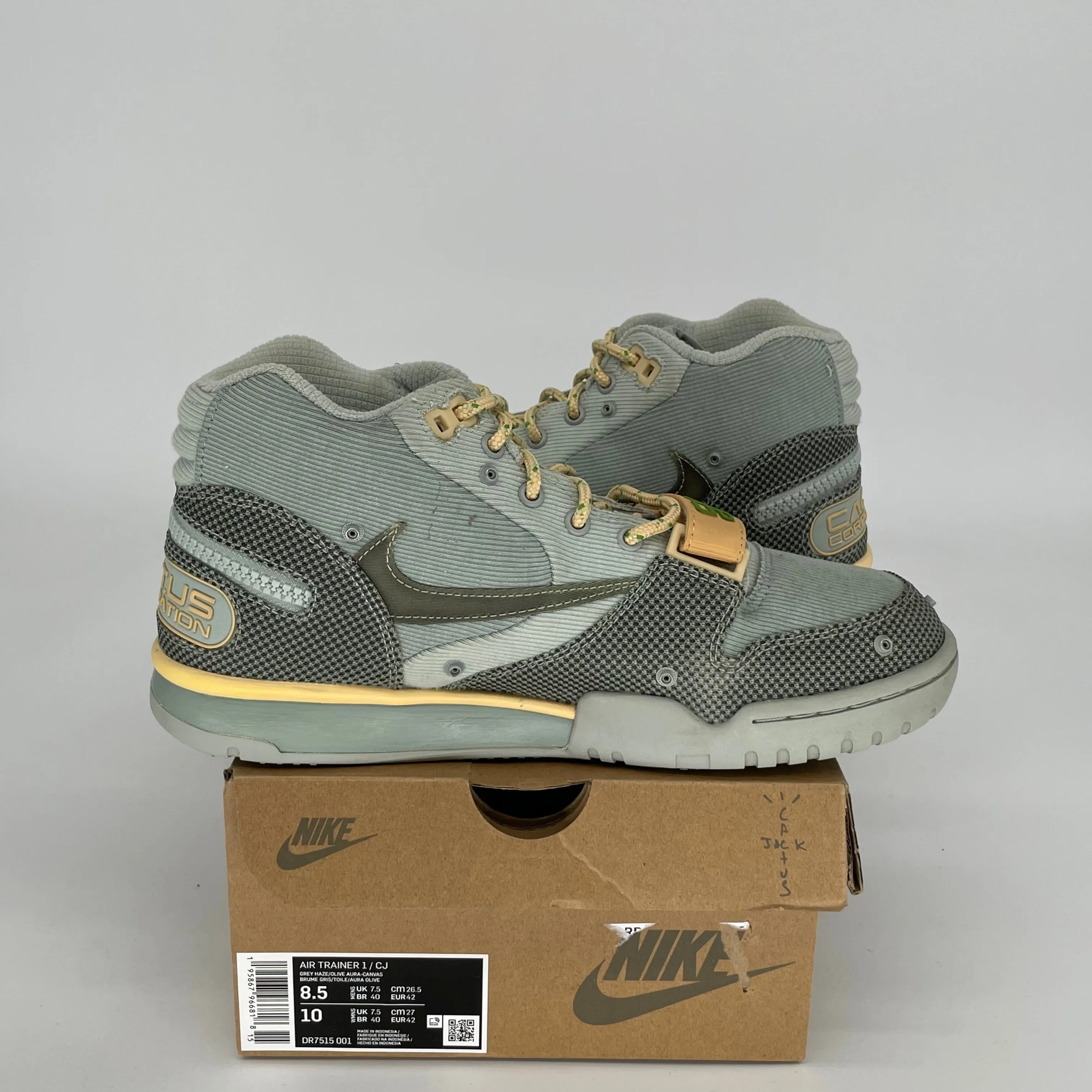 NIKE AIR TRAINER 1 SP TRAVIS SCOTT GREY HAZE SIZE 8.5 DR7515-001