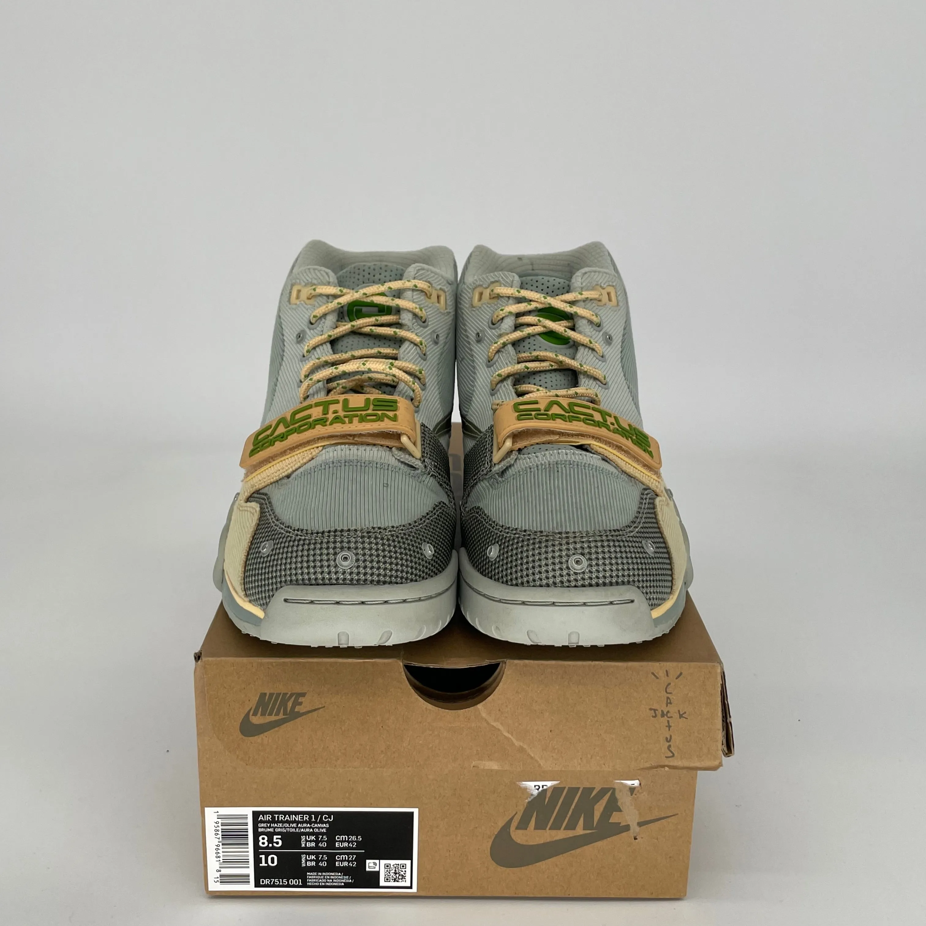 NIKE AIR TRAINER 1 SP TRAVIS SCOTT GREY HAZE SIZE 8.5 DR7515-001