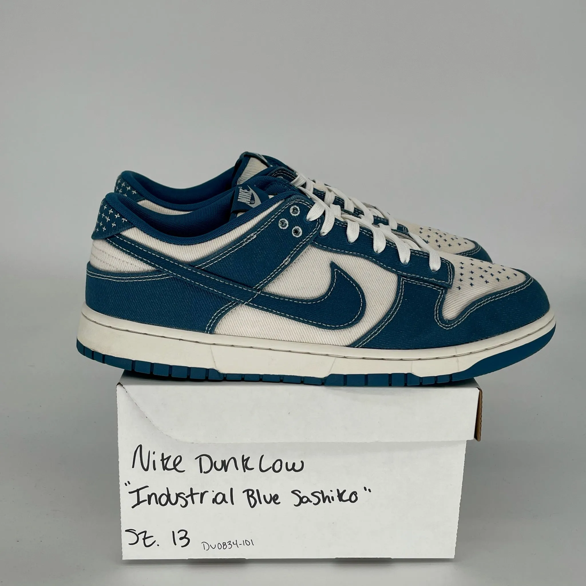 NIKE DUNK LOW INDUSTRIAL BLUE SASHIKO SIZE 13 DV0834-101
