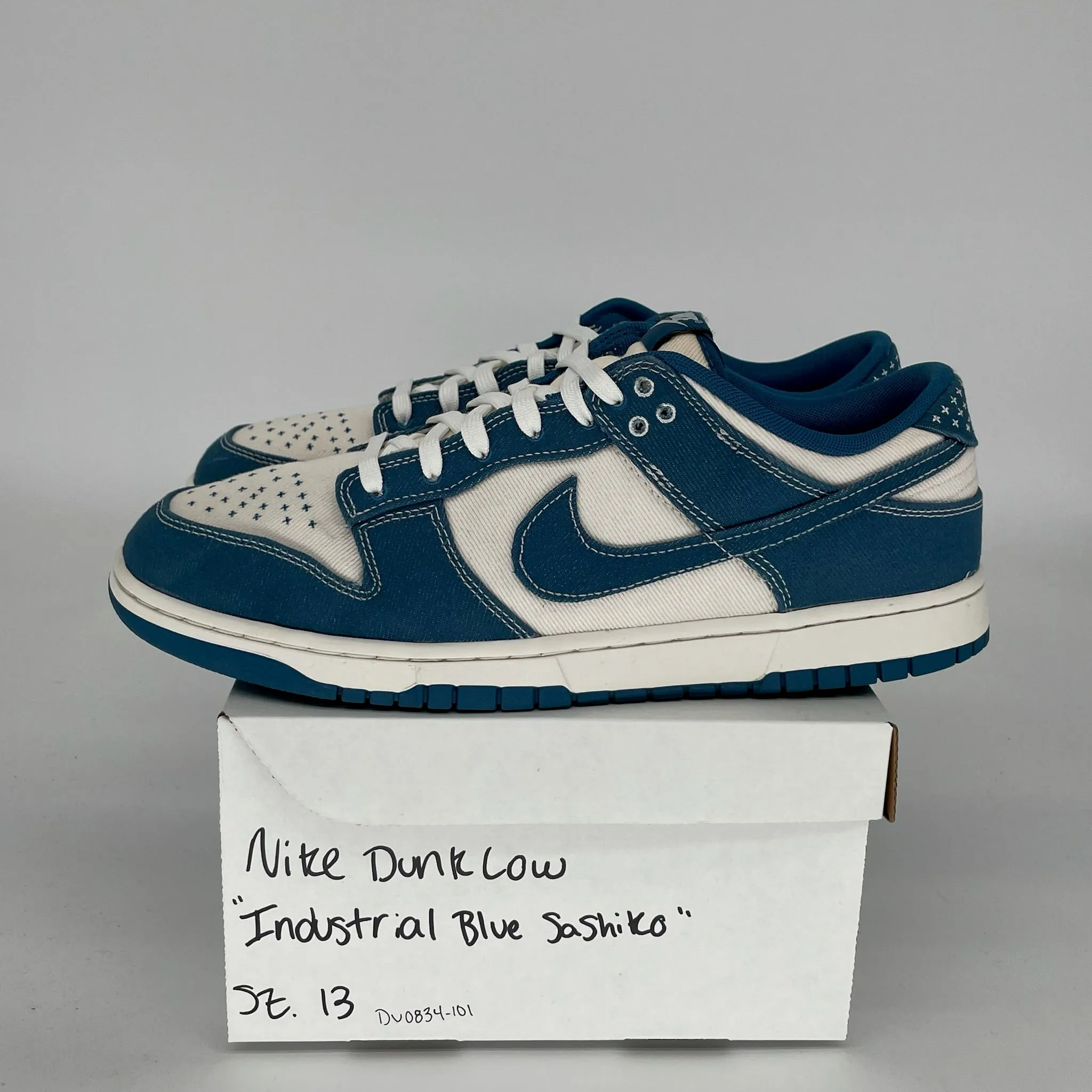 NIKE DUNK LOW INDUSTRIAL BLUE SASHIKO SIZE 13 DV0834-101