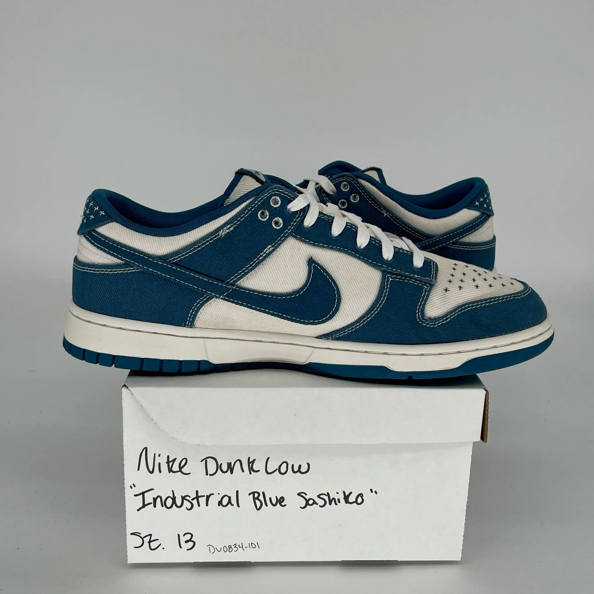 NIKE DUNK LOW INDUSTRIAL BLUE SASHIKO SIZE 13 DV0834-101