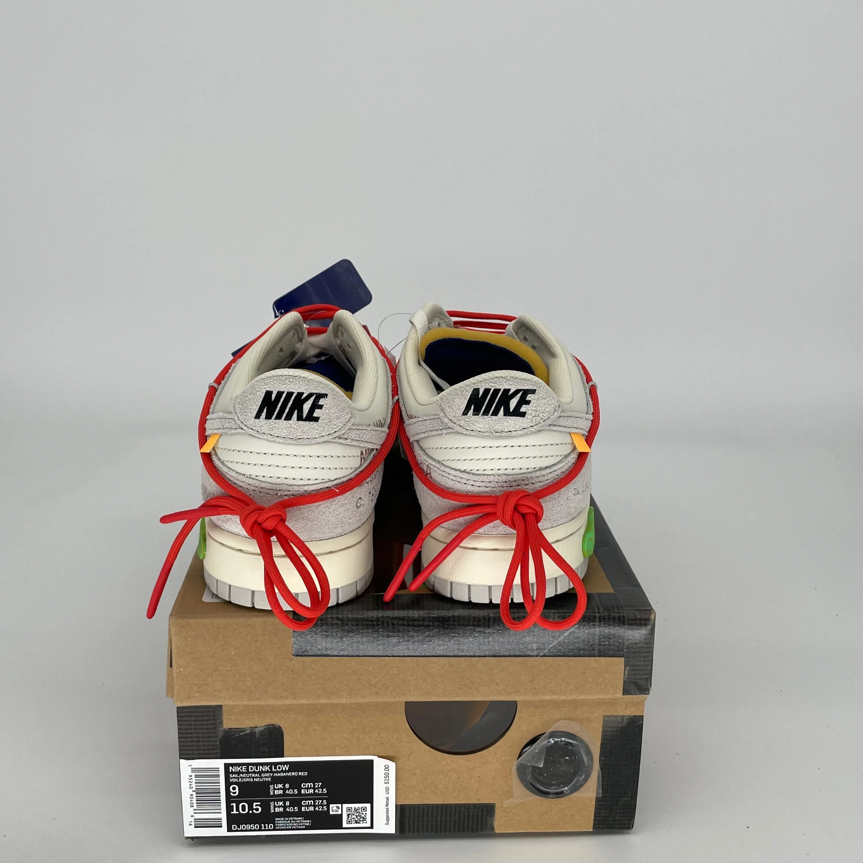 NIKE DUNK LOW OFF WHITE LOT 13 SIZE 9 DJ08950-110