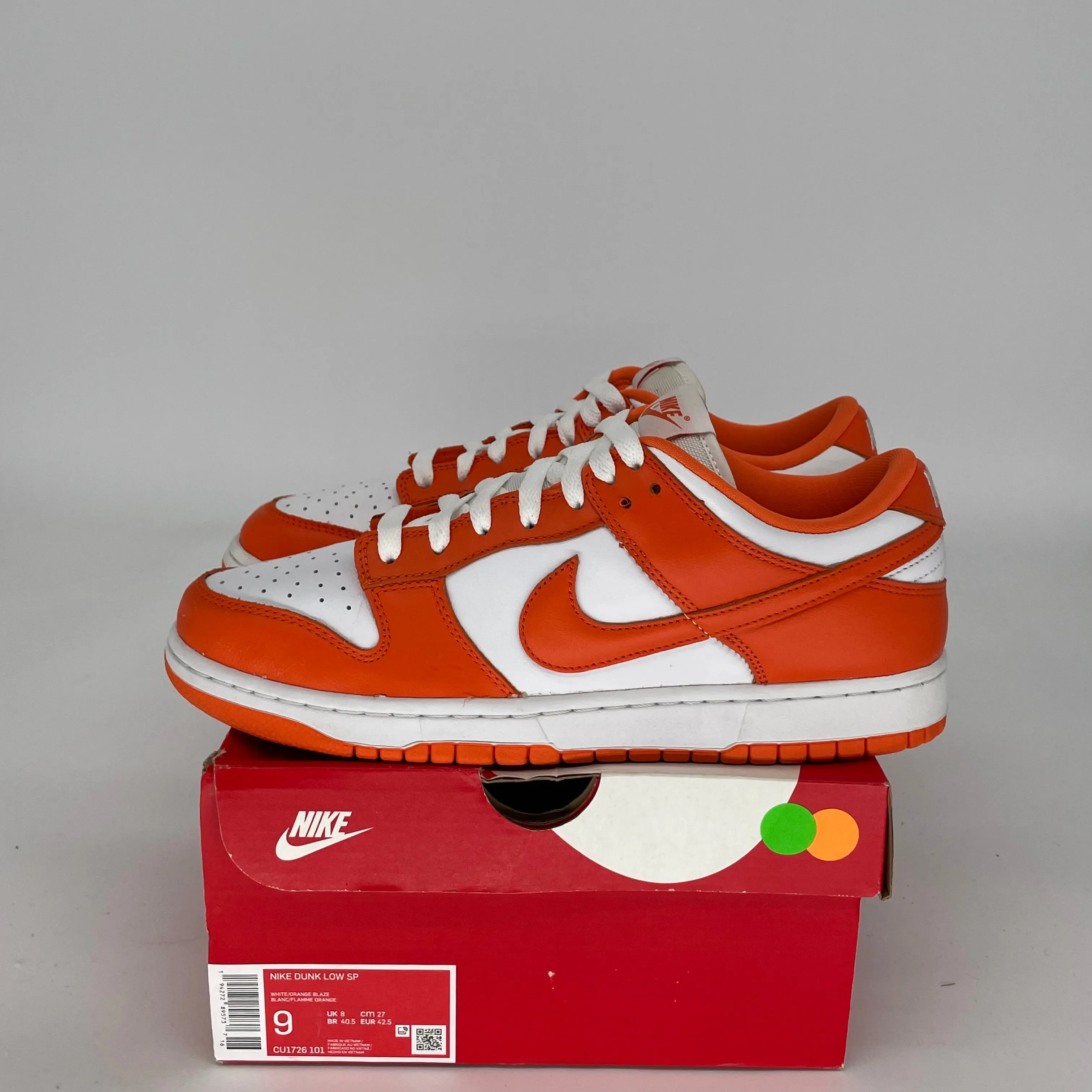 NIKE DUNK LOW SYRACUSE SIZE 9 CU1726-101