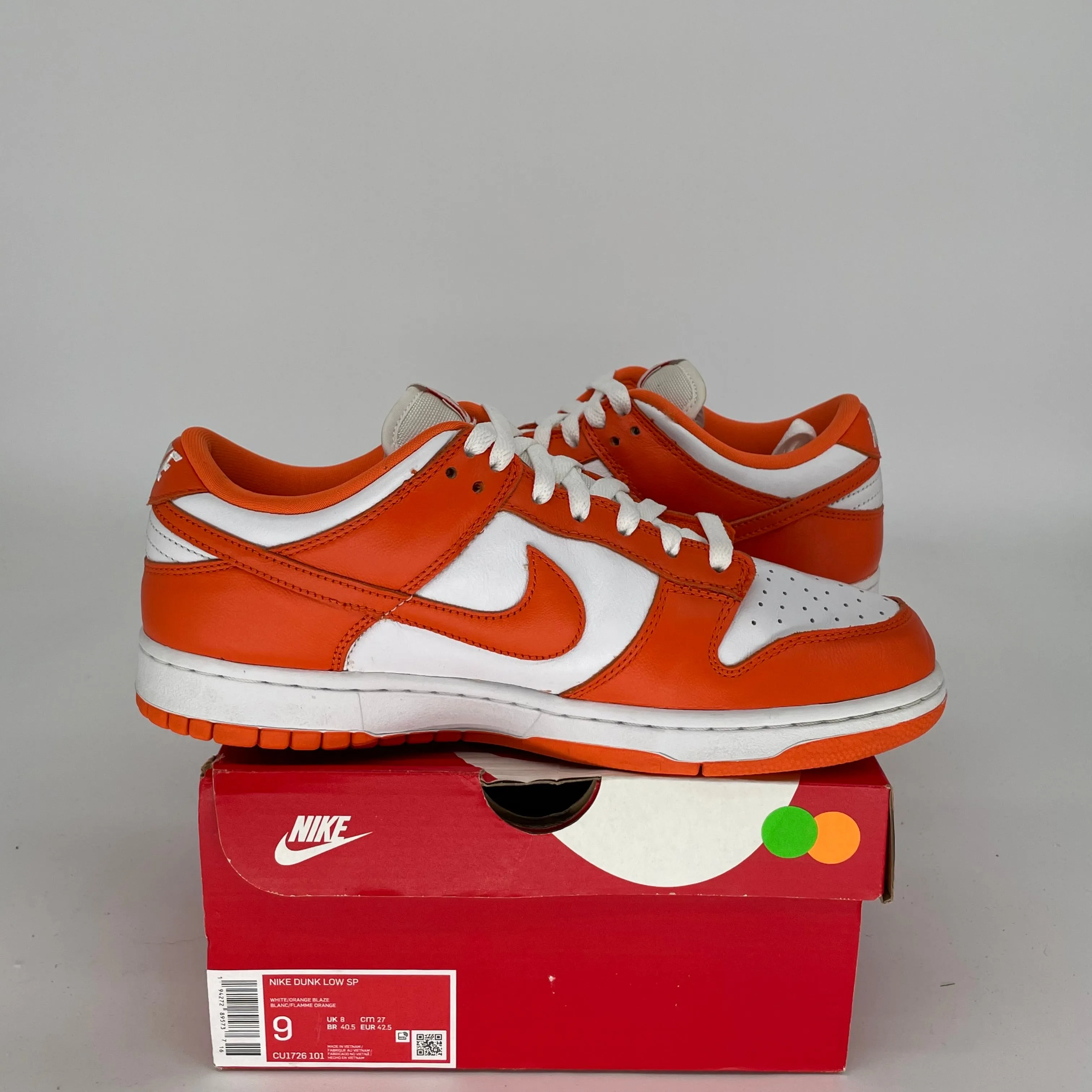 NIKE DUNK LOW SYRACUSE SIZE 9 CU1726-101