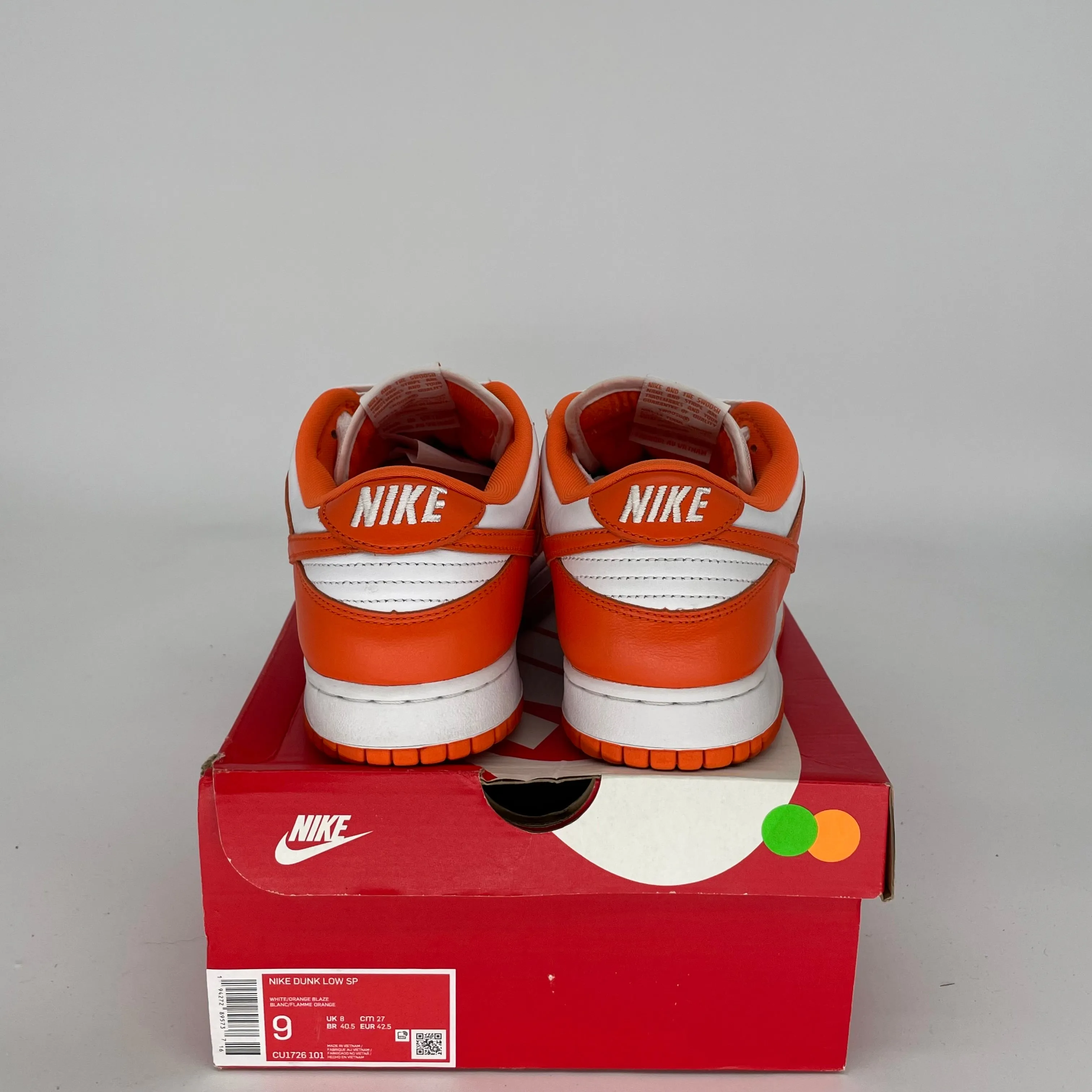 NIKE DUNK LOW SYRACUSE SIZE 9 CU1726-101