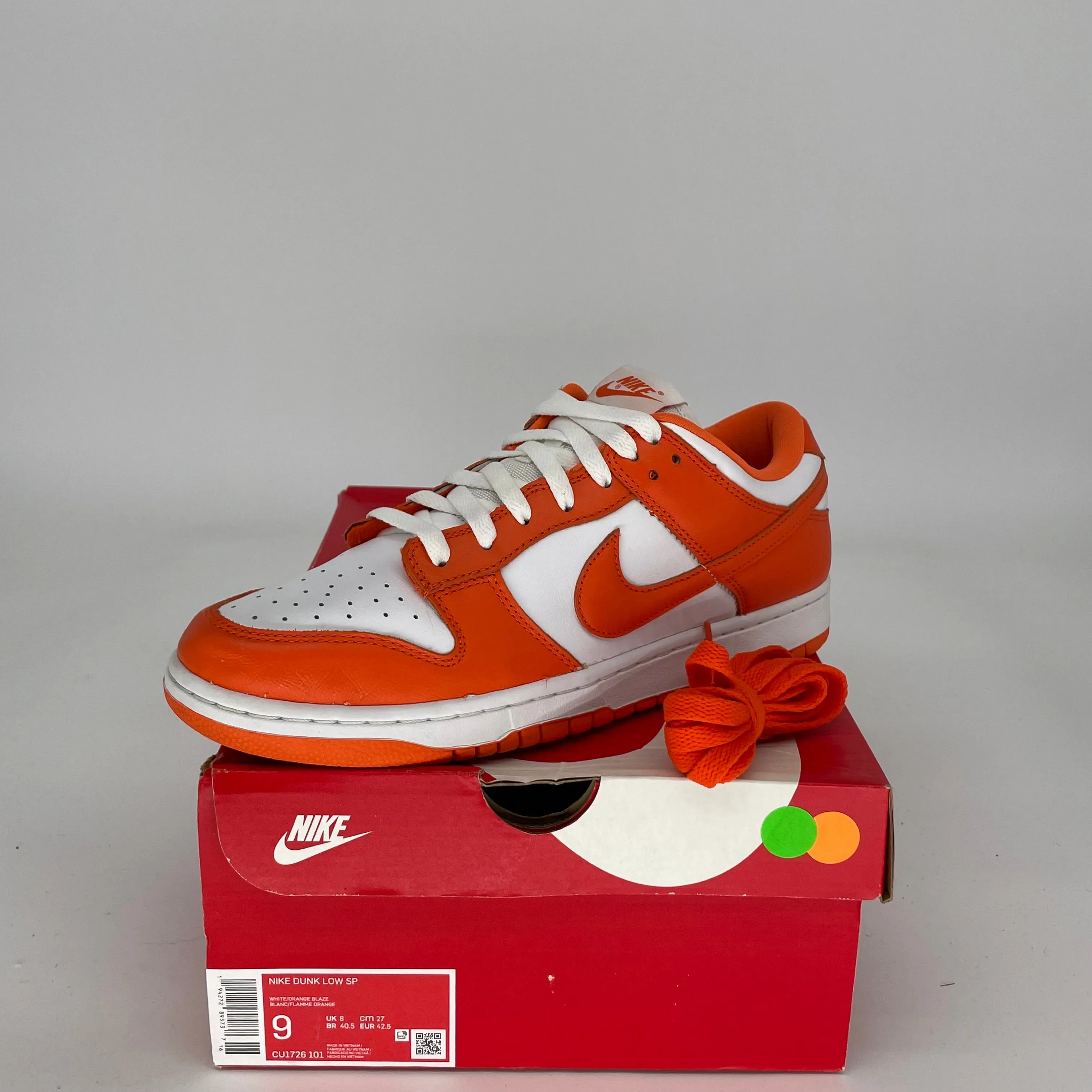 NIKE DUNK LOW SYRACUSE SIZE 9 CU1726-101