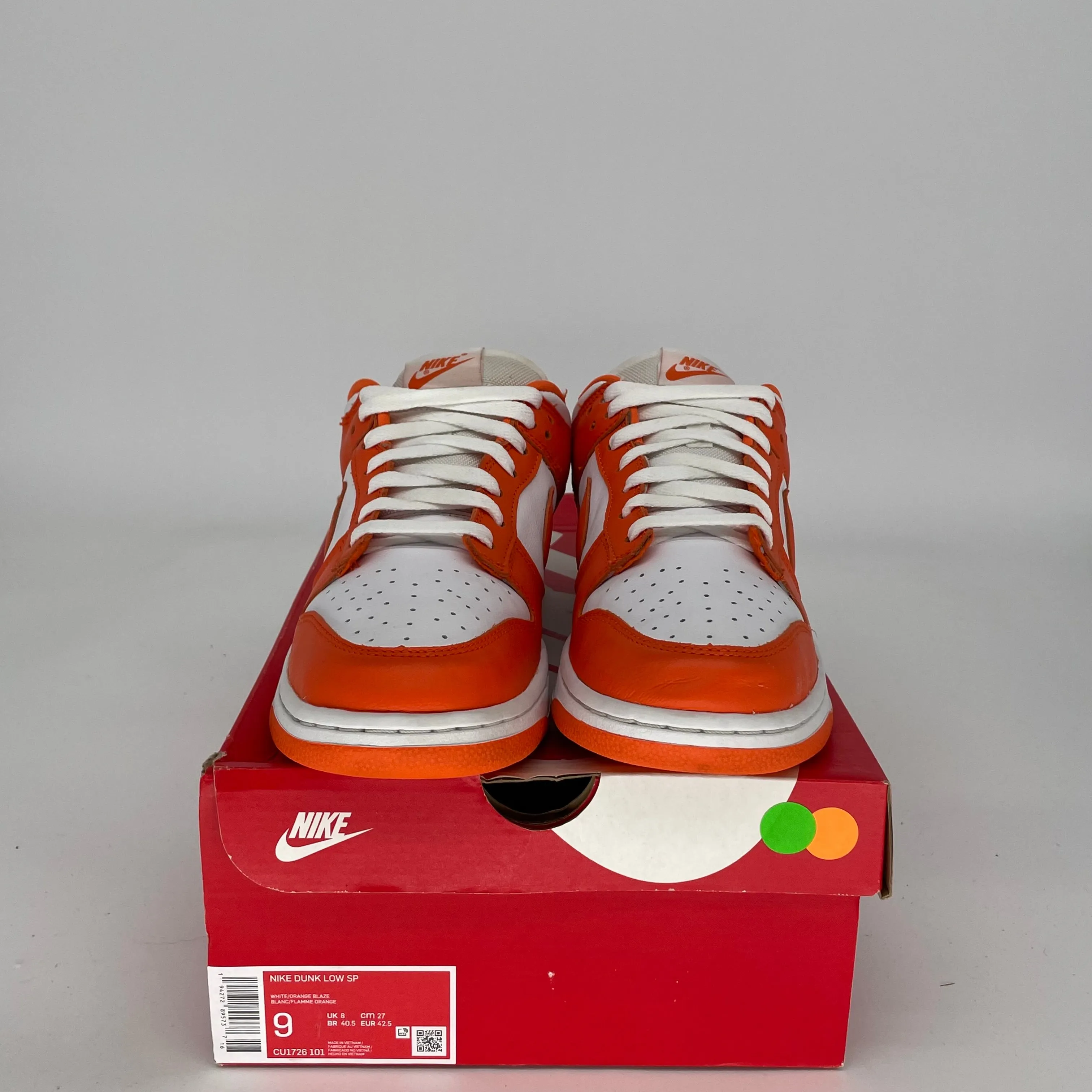 NIKE DUNK LOW SYRACUSE SIZE 9 CU1726-101