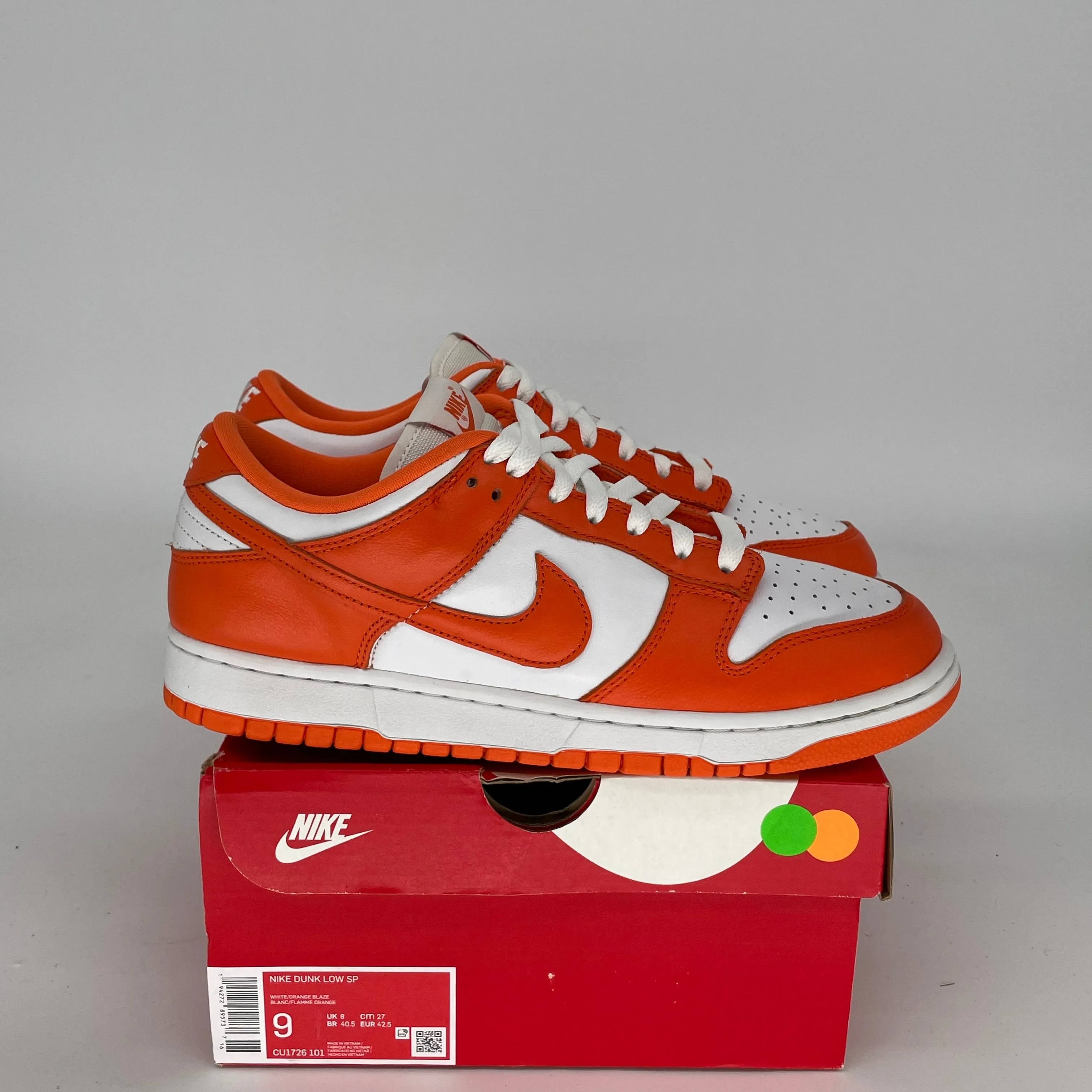 NIKE DUNK LOW SYRACUSE SIZE 9 CU1726-101