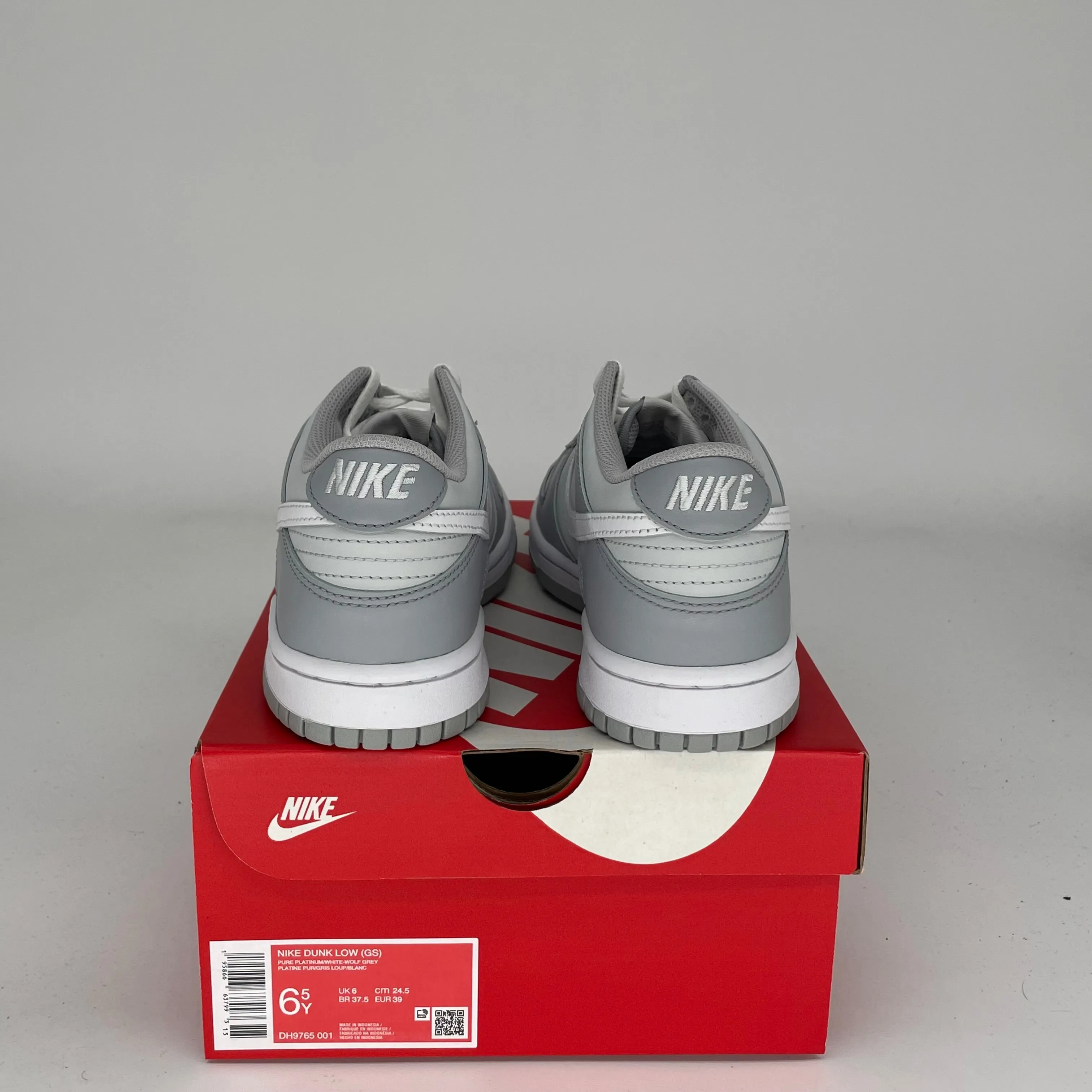 NIKE DUNK LOW TWO TONED GREY SIZE 6.5Y DH9765-001