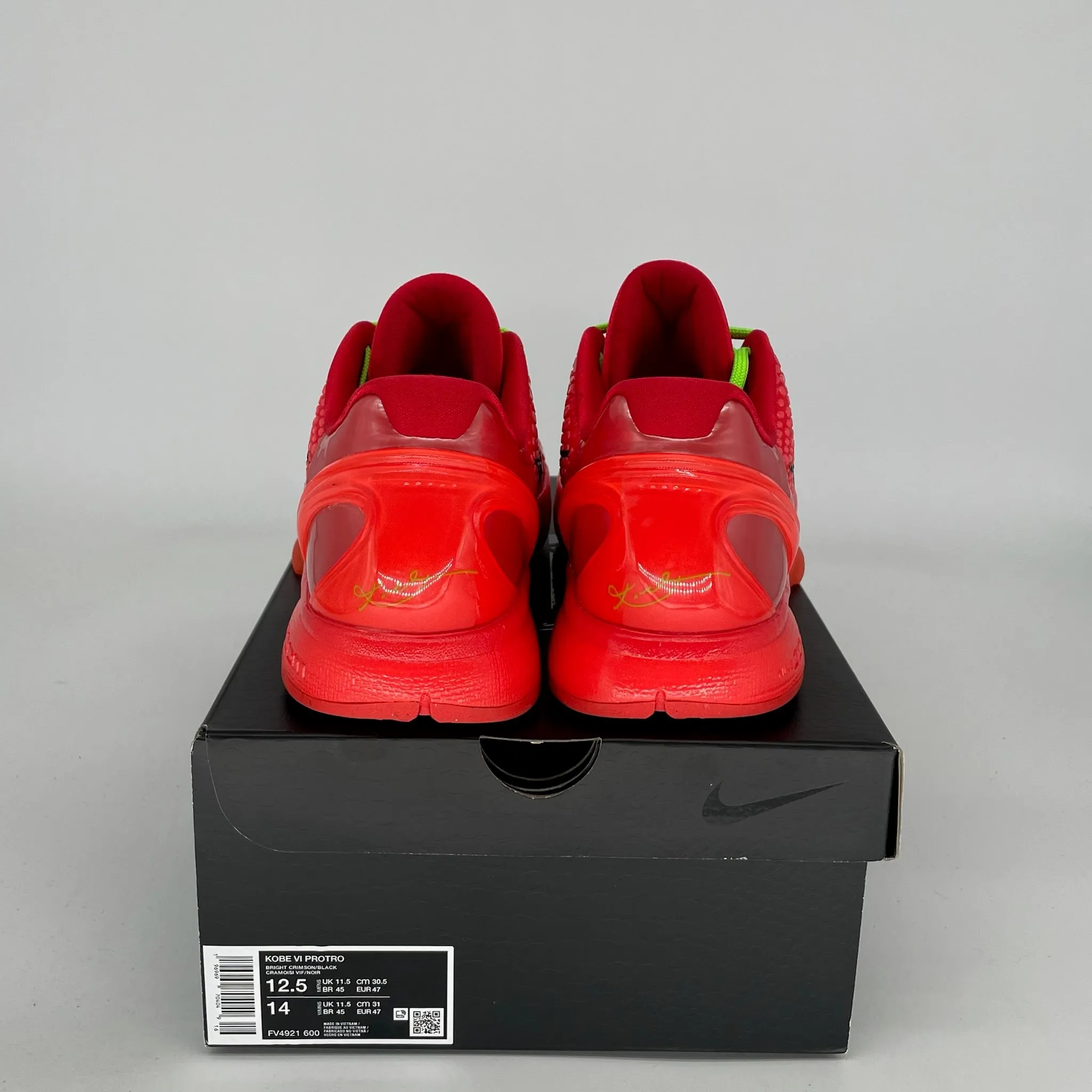 NIKE KOBE 6 PROTRO REVERSE GRINCH SIZE 12.5 FV4921-600