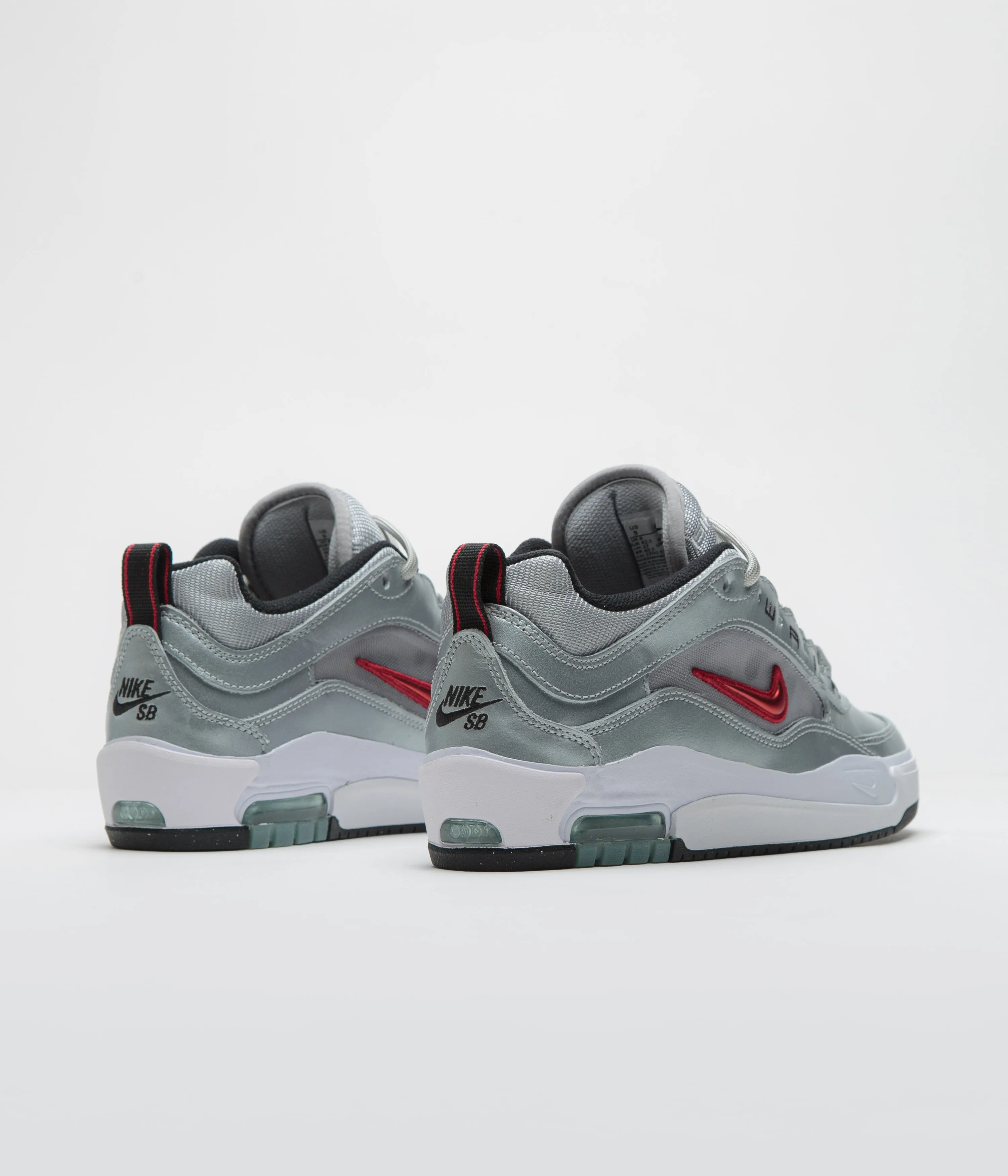 Nike SB Air Max Ishod Premium 'Silver Bullet' Shoes - Metallic Silver / Varsity Red Nike SB Clothing