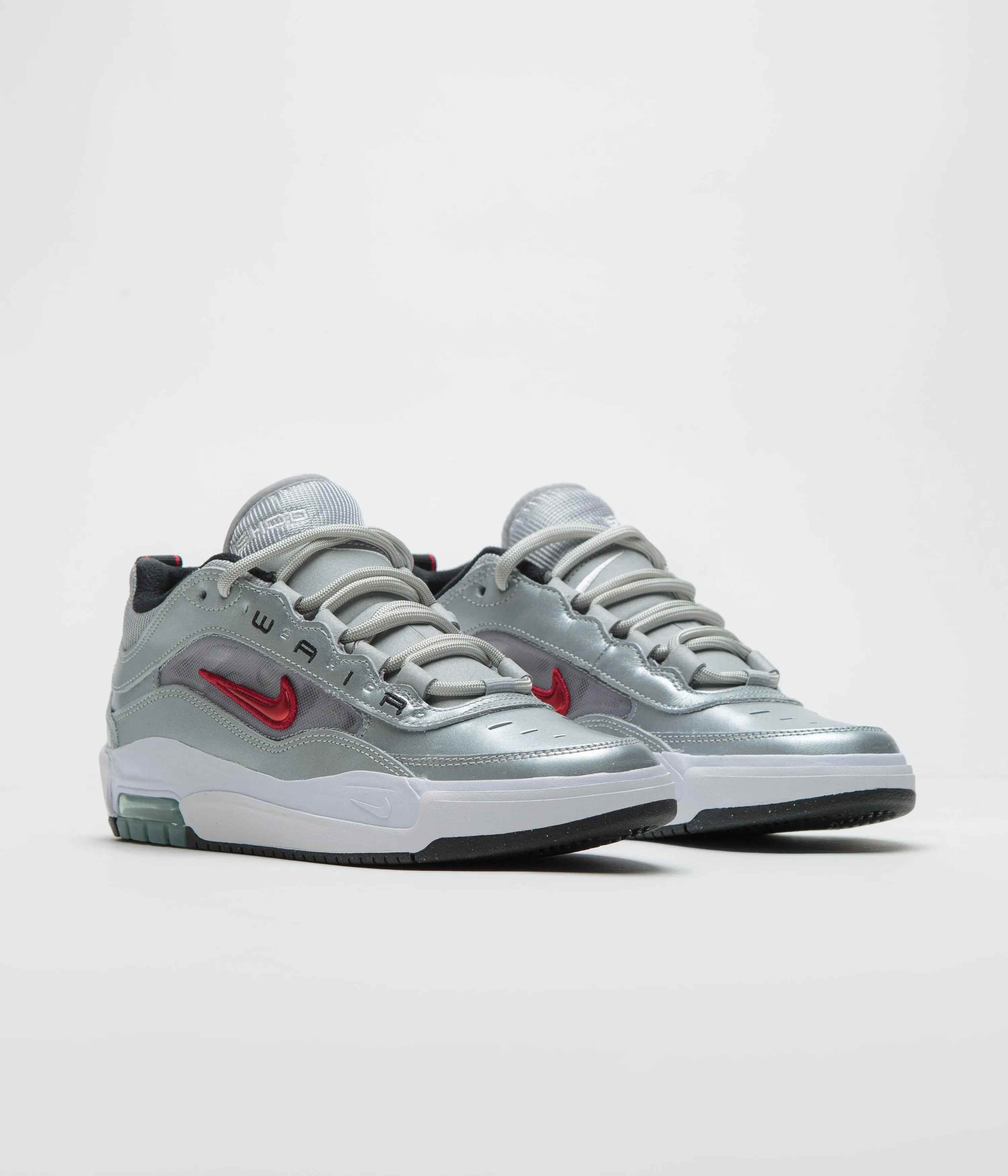 Nike SB Air Max Ishod Premium 'Silver Bullet' Shoes - Metallic Silver / Varsity Red Nike SB Clothing