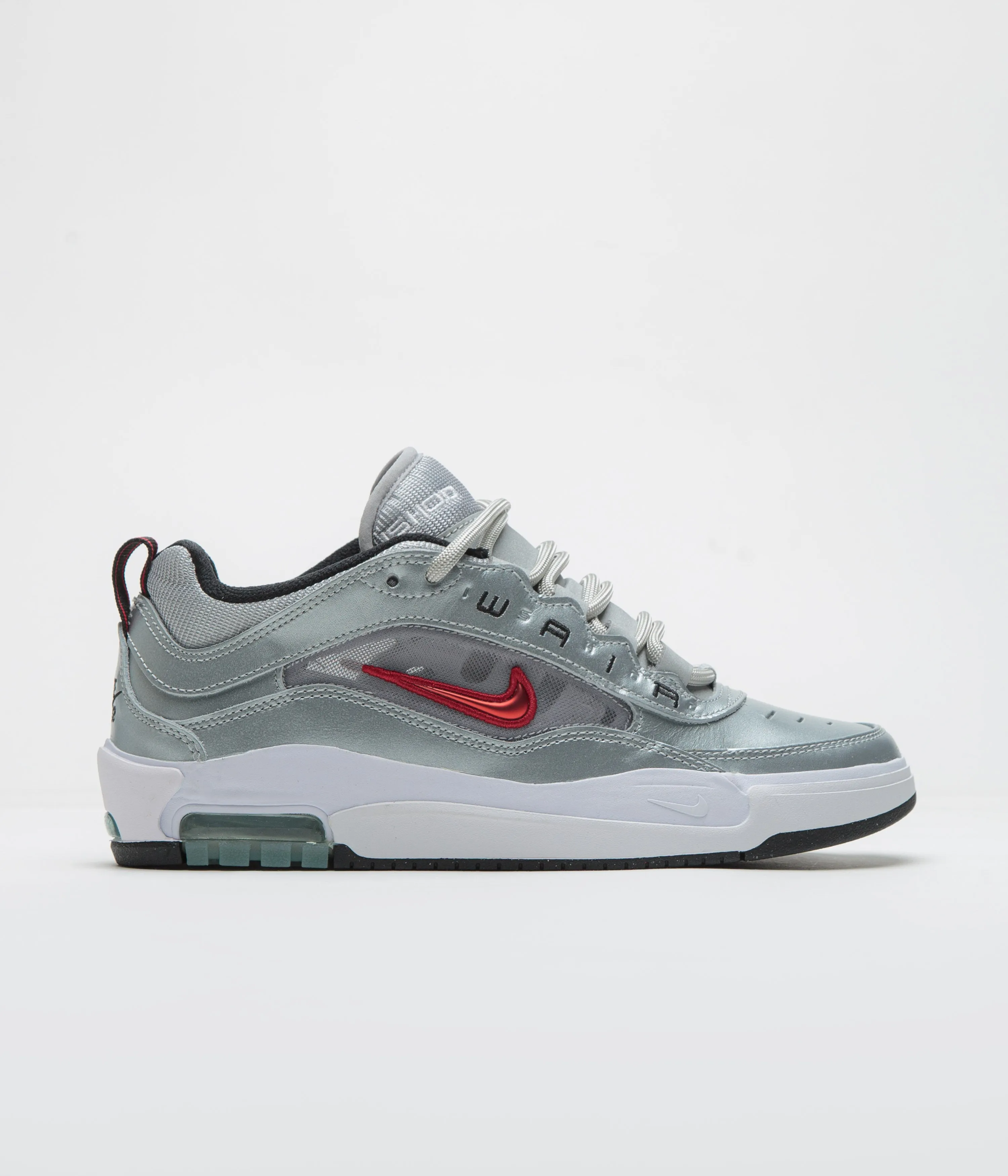 Nike SB Air Max Ishod Premium 'Silver Bullet' Shoes - Metallic Silver / Varsity Red Nike SB Clothing