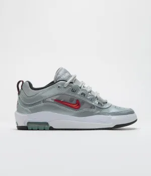 Nike SB Air Max Ishod Premium 'Silver Bullet' Shoes - Metallic Silver / Varsity Red Nike SB Clothing