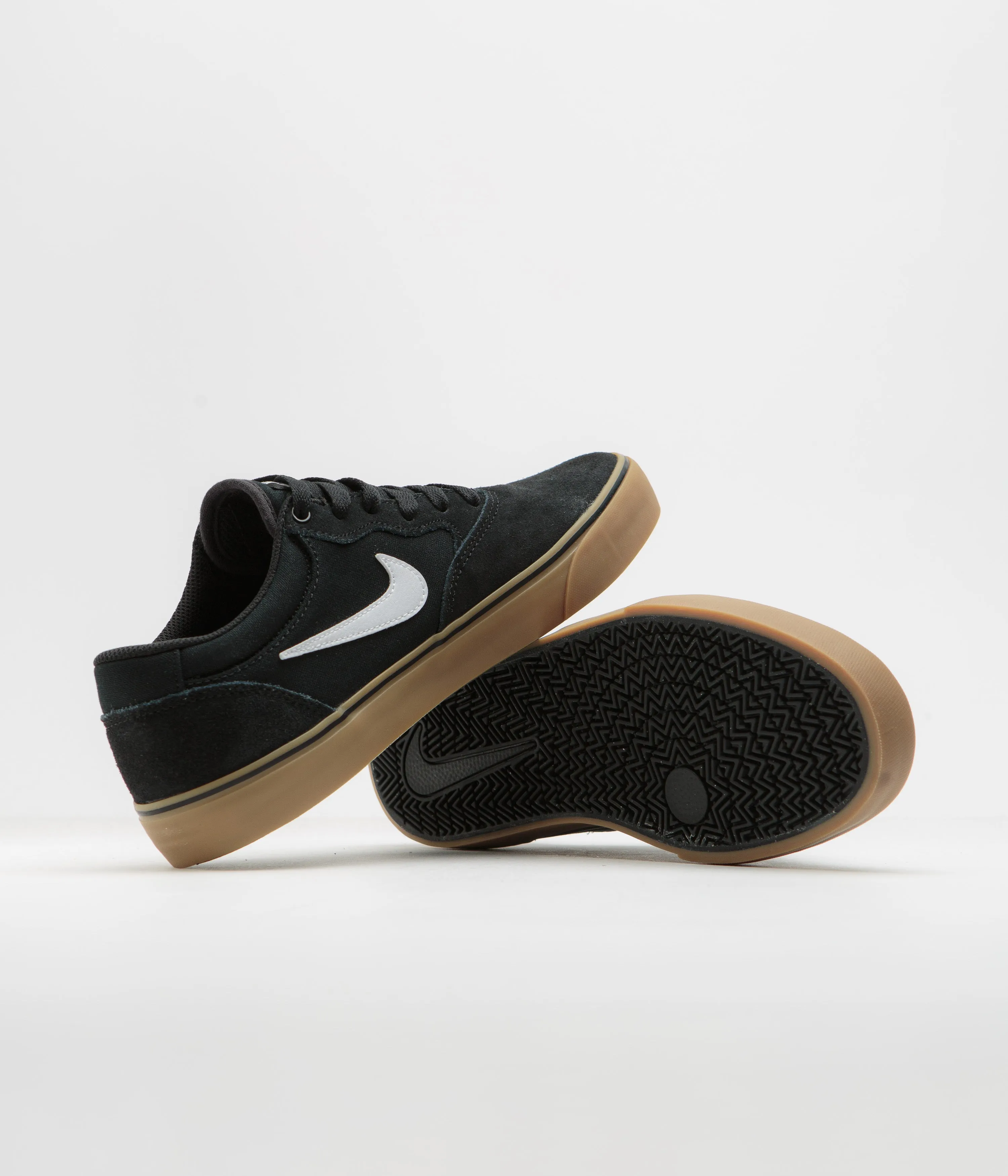 Nike SB Chron 2 Shoes - Black / White - Black - Gum Light Brown Nike SB Clothing