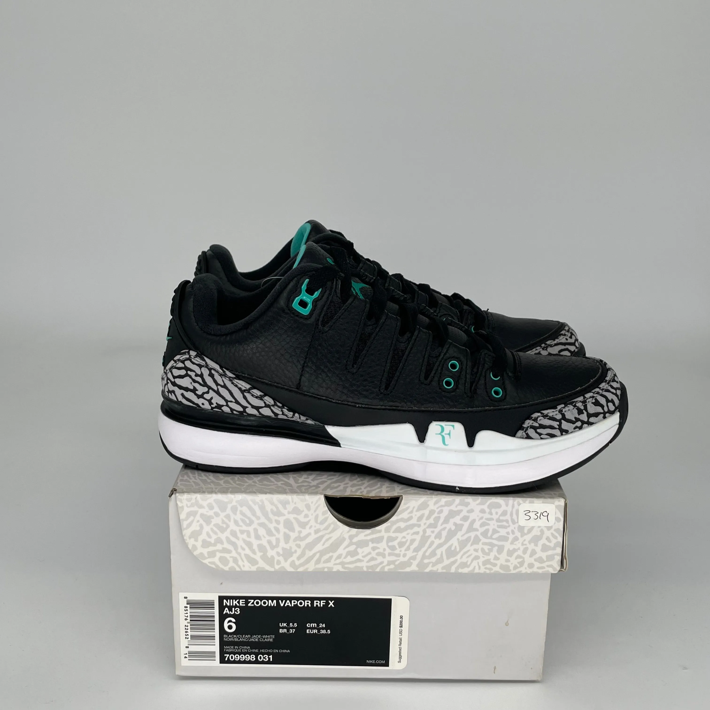 NIKE ZOOM VAPOR AJ3 ATMOS JADE SIZE 6 709998-031