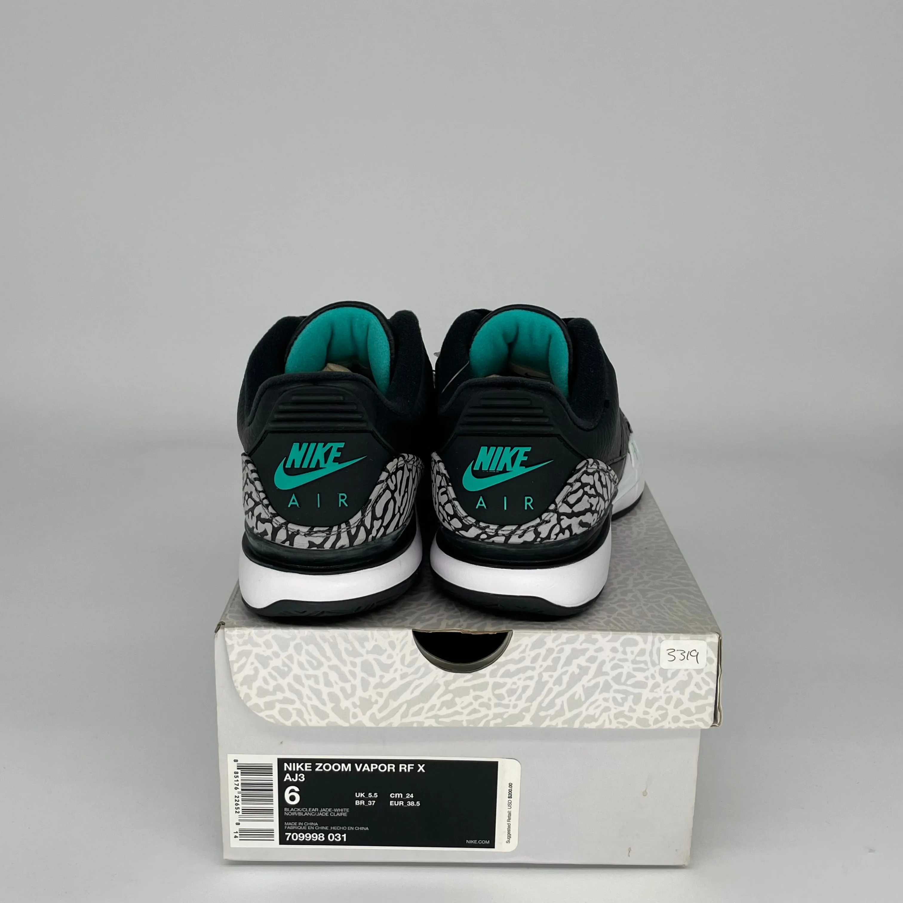 NIKE ZOOM VAPOR AJ3 ATMOS JADE SIZE 6 709998-031
