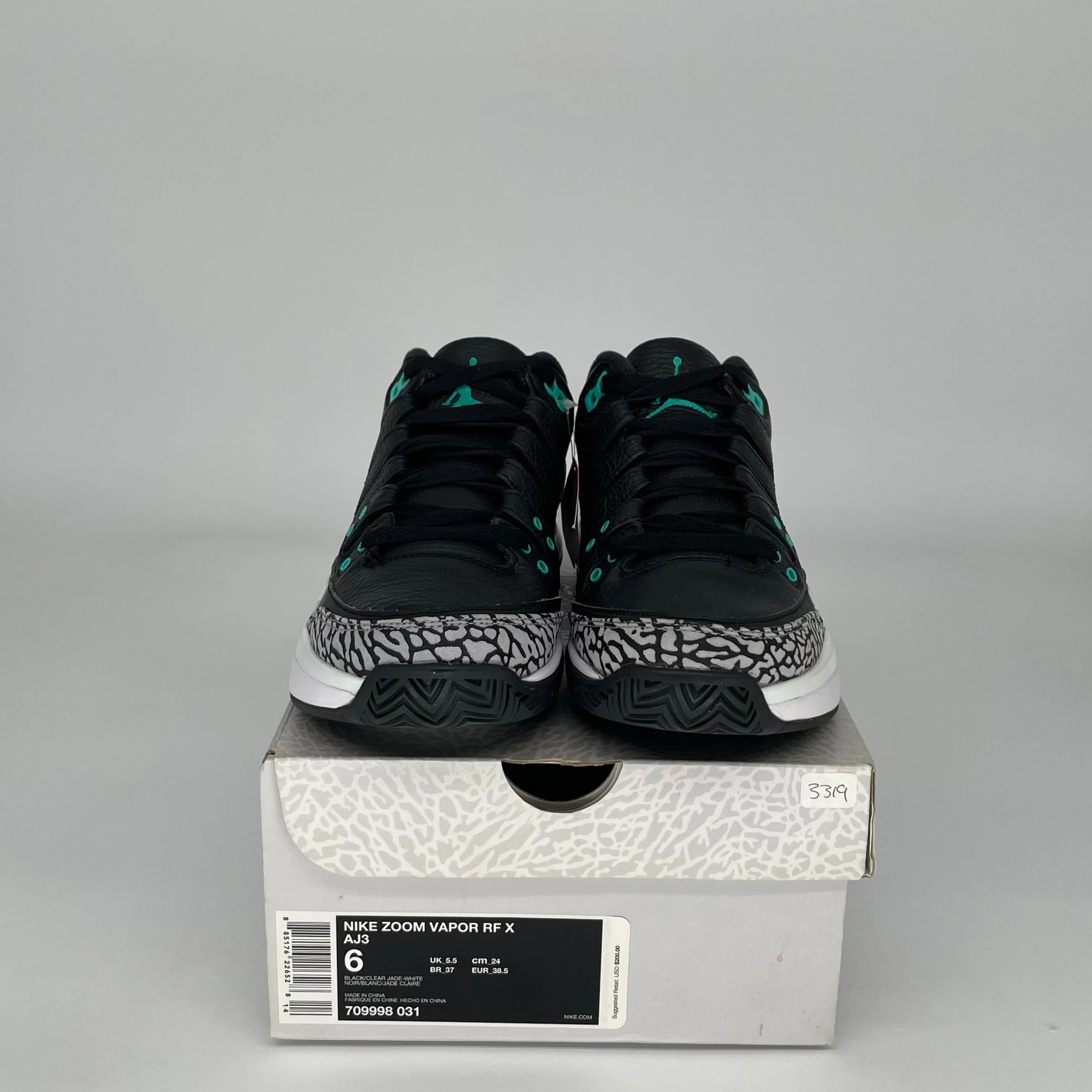 NIKE ZOOM VAPOR AJ3 ATMOS JADE SIZE 6 709998-031