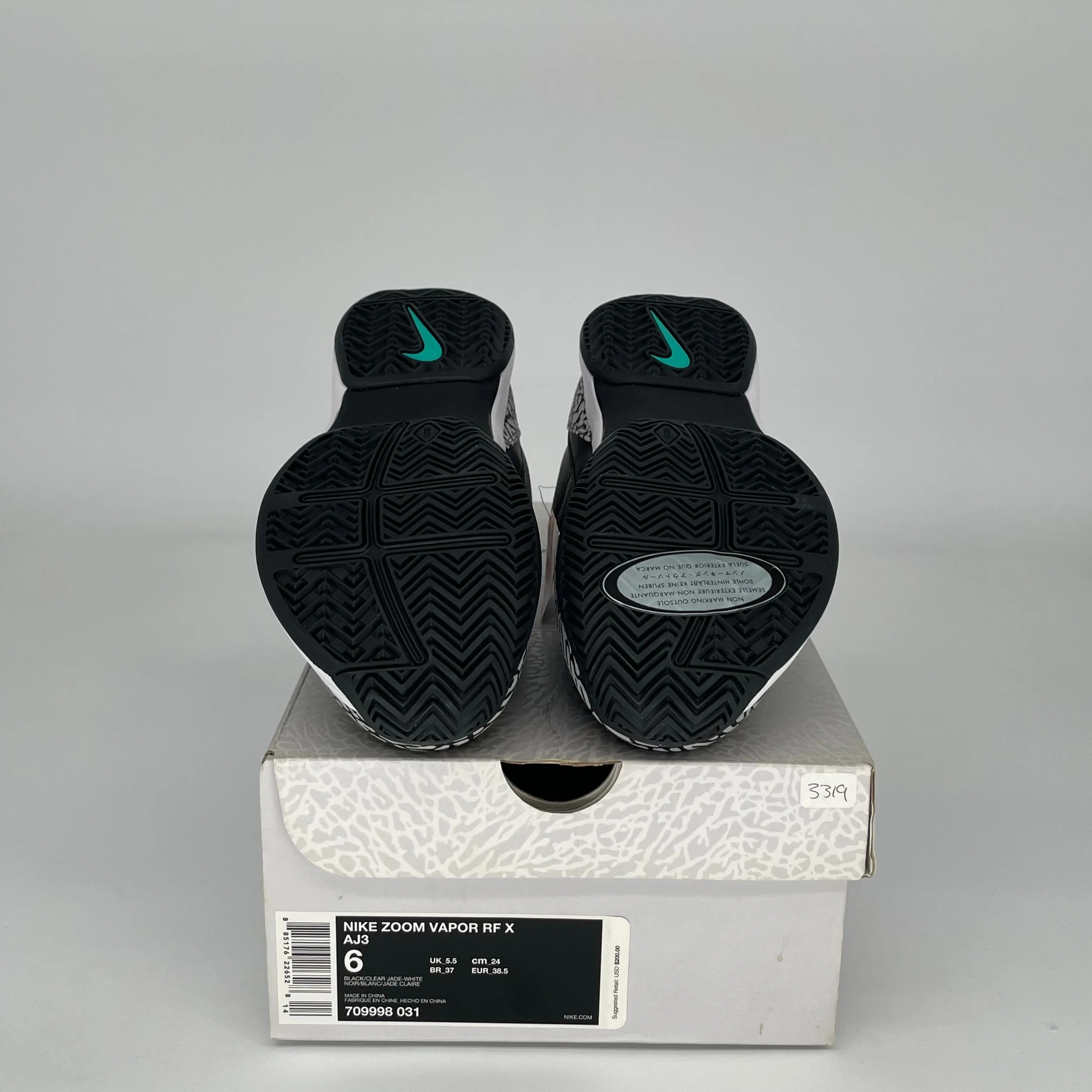 NIKE ZOOM VAPOR AJ3 ATMOS JADE SIZE 6 709998-031
