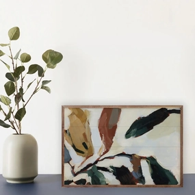 Nordic Leaves Wood Framed Print 