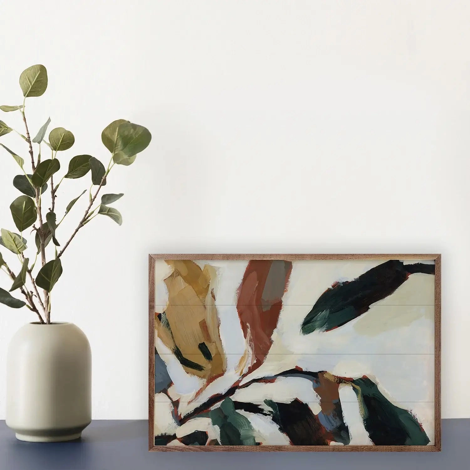 Nordic Leaves Wood Framed Print 