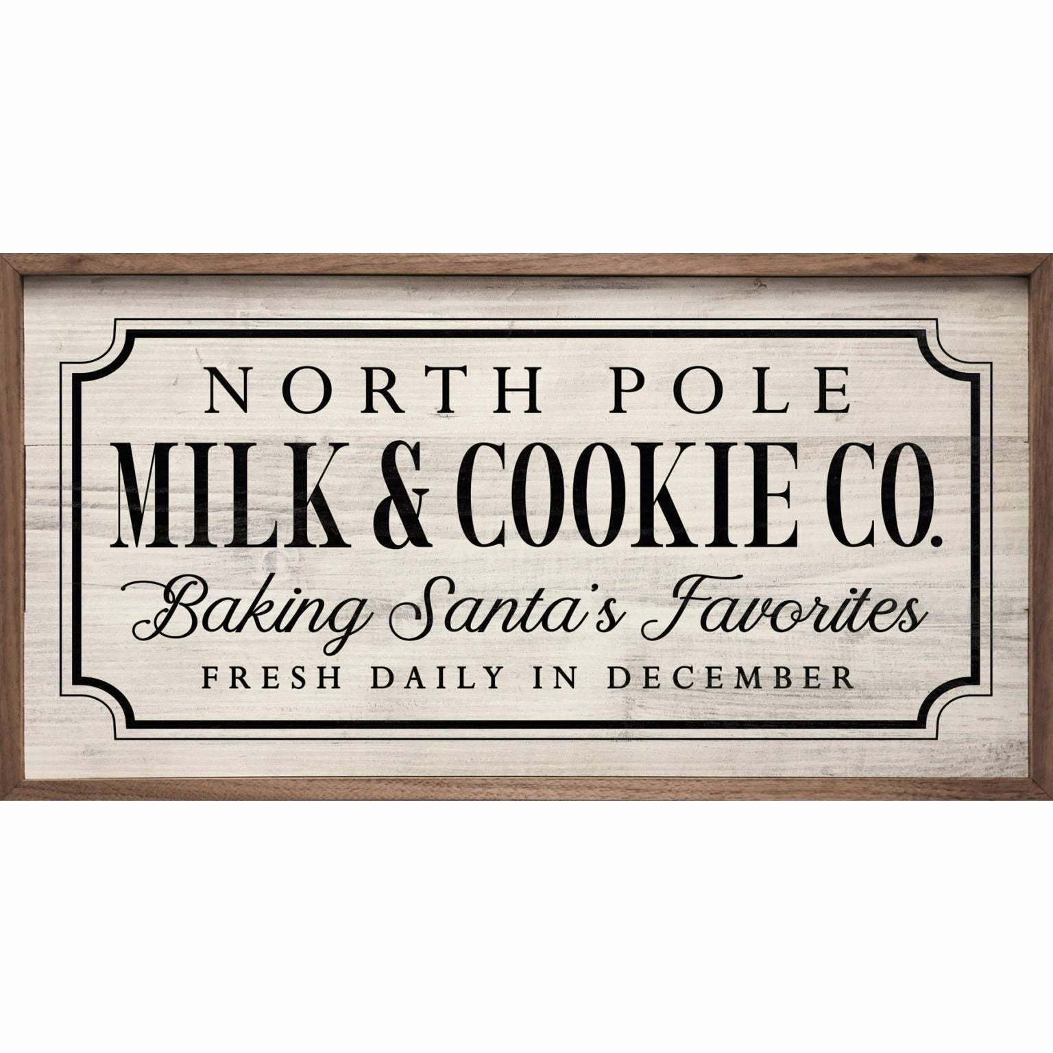 North Pole Milk And Cookie Co. Wood Framed Print 