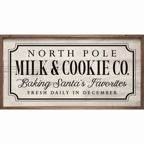 North Pole Milk And Cookie Co. Wood Framed Print 