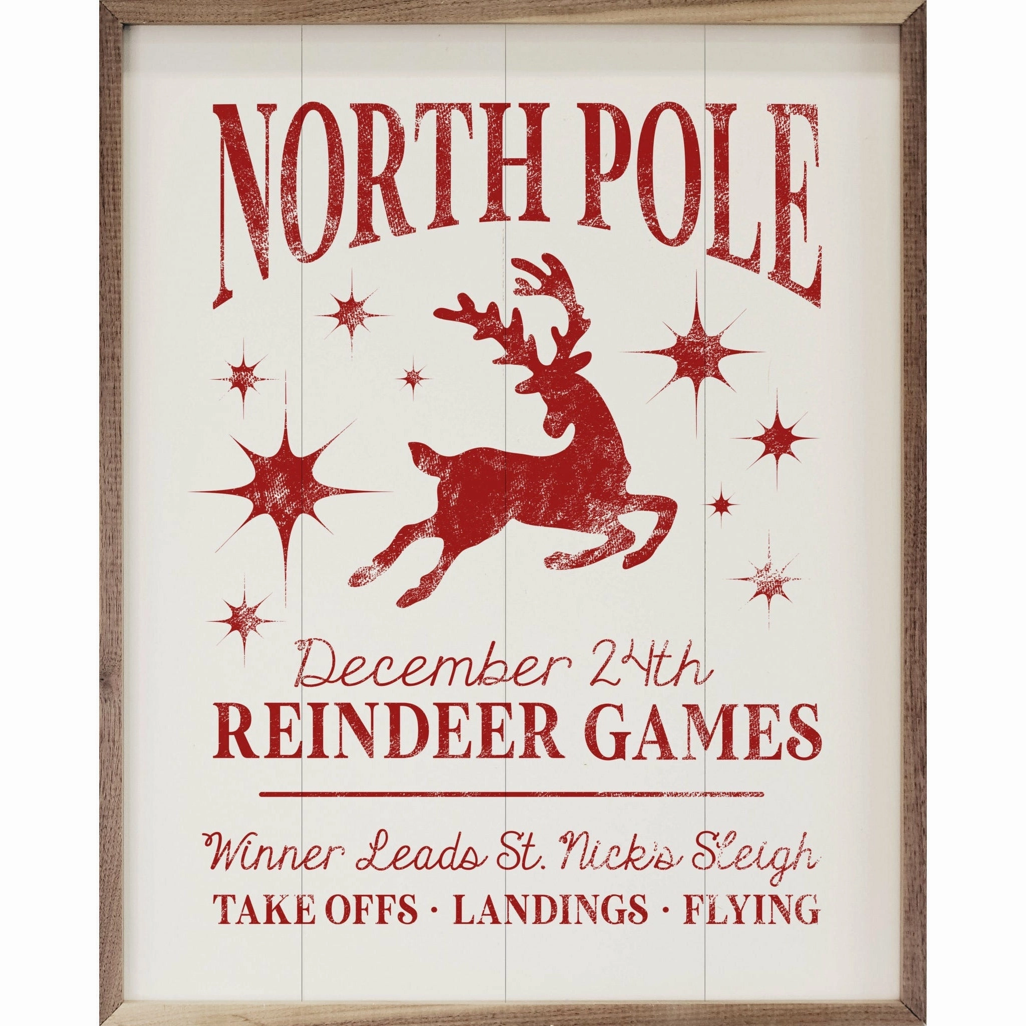 North Pole Reindeer Games Wood Framed Print 