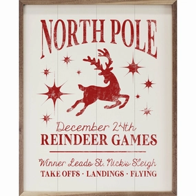 North Pole Reindeer Games Wood Framed Print 