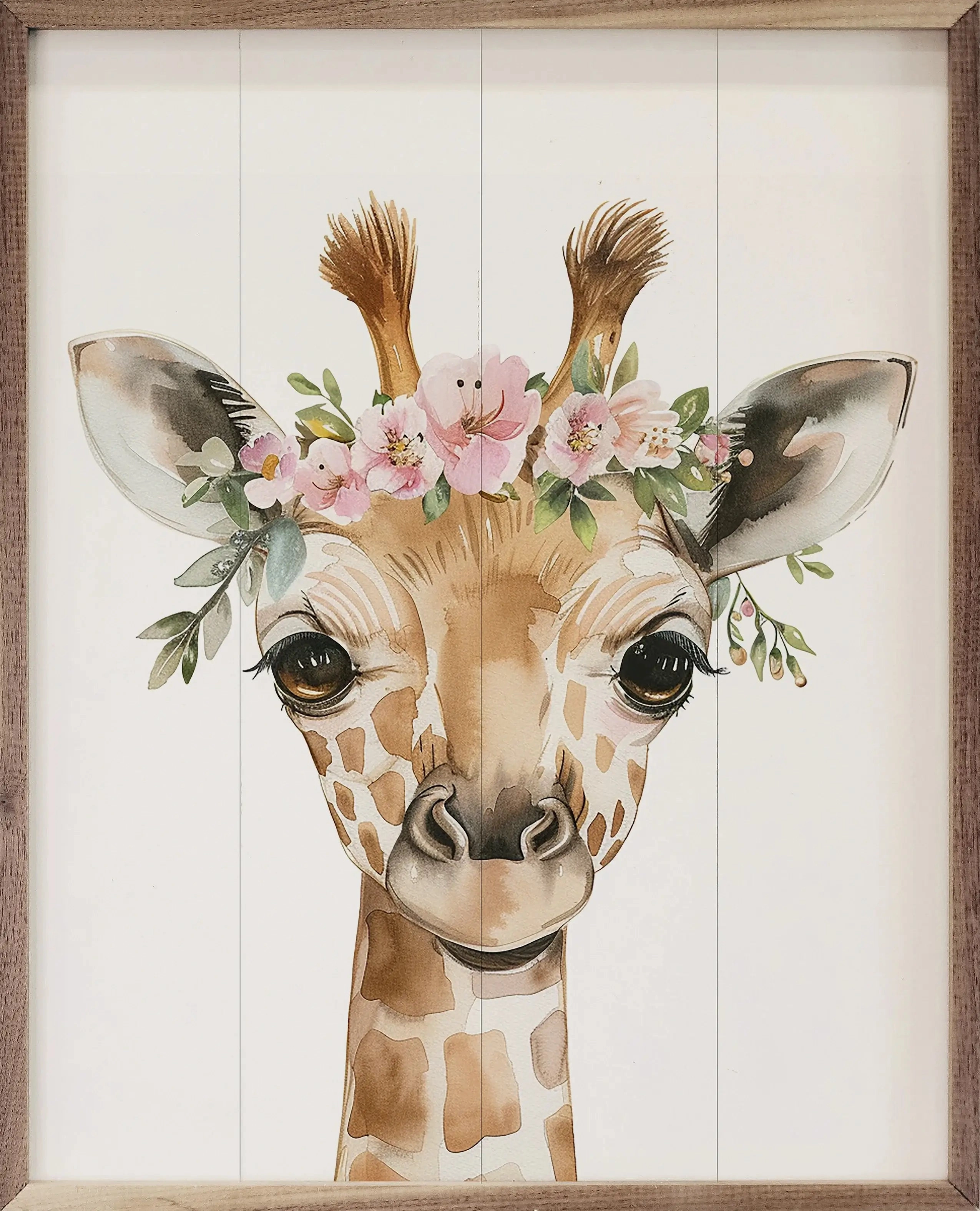 Nursery Floral Wood Framed Print