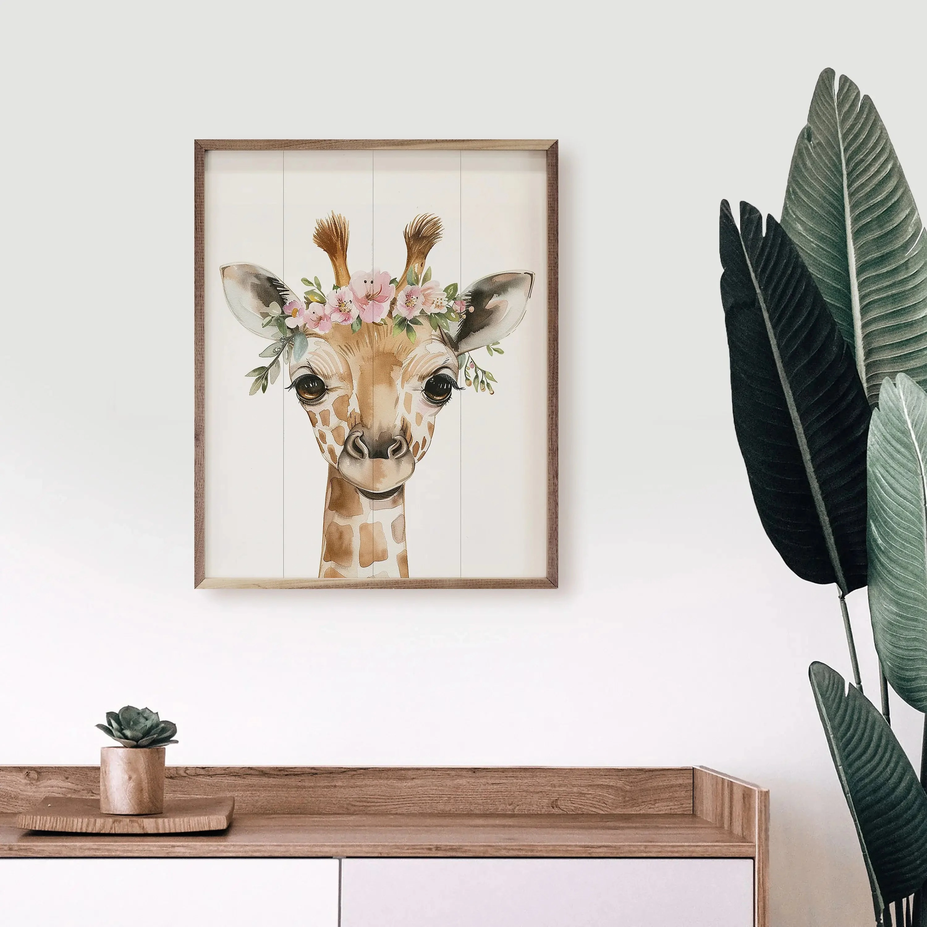 Nursery Floral Wood Framed Print