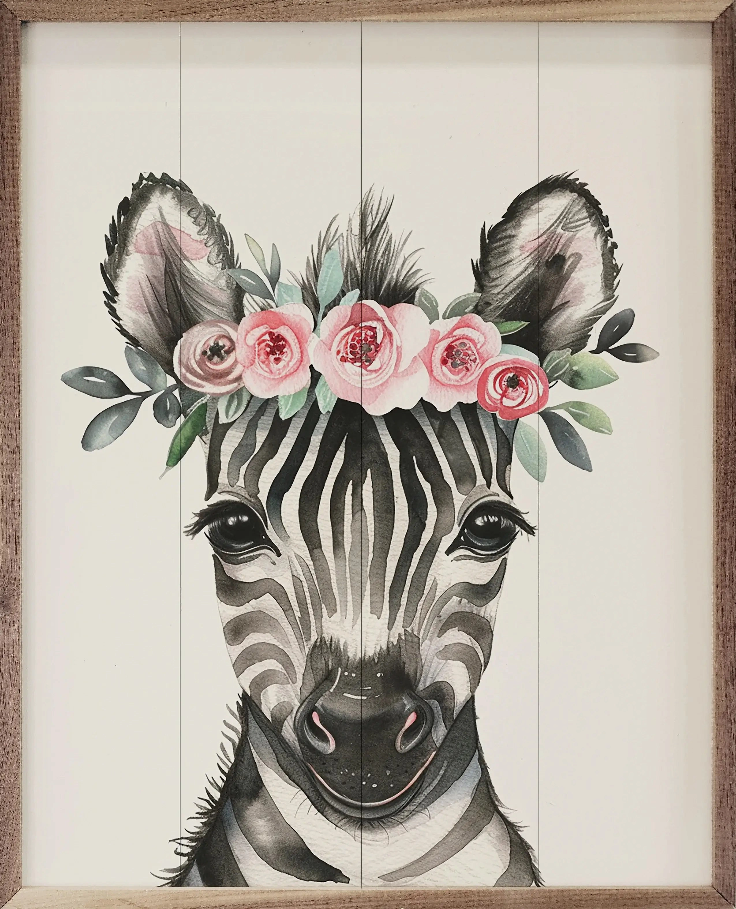 Nursery Floral Wood Framed Print