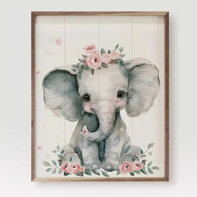 Nursery Floral Wood Framed Print 