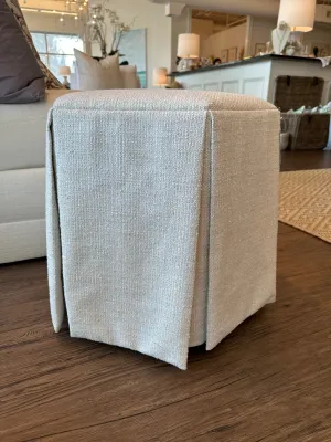 Octagonal Skirted Ottoman in Snow 
