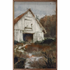 Old White Barn Wood Framed Print 