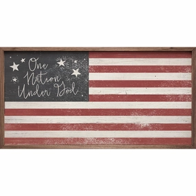 One Nation Under God Flag Wood Framed Print 