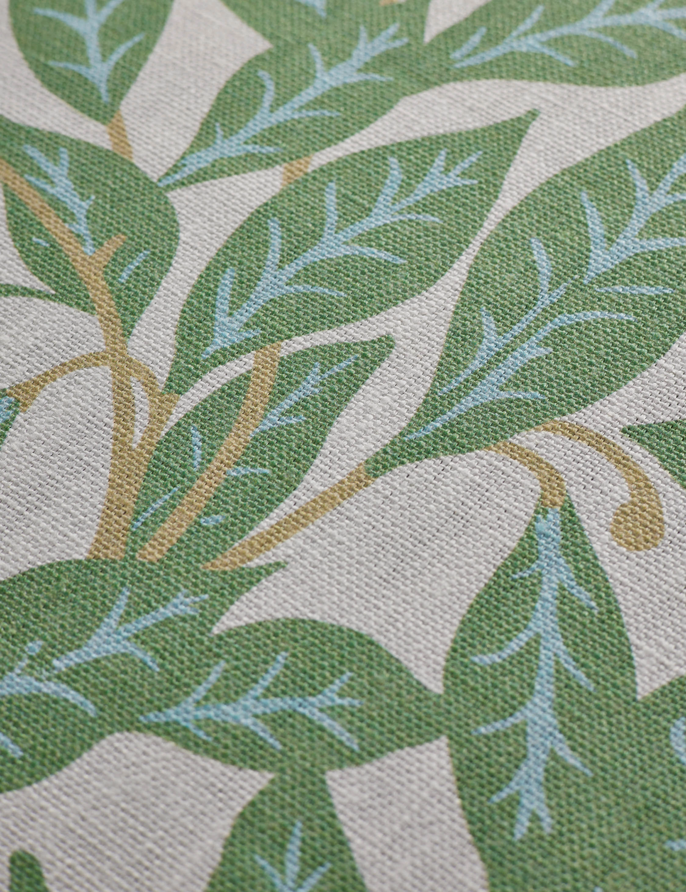 Orchard Leaves Green on Linen by Wallshoppe