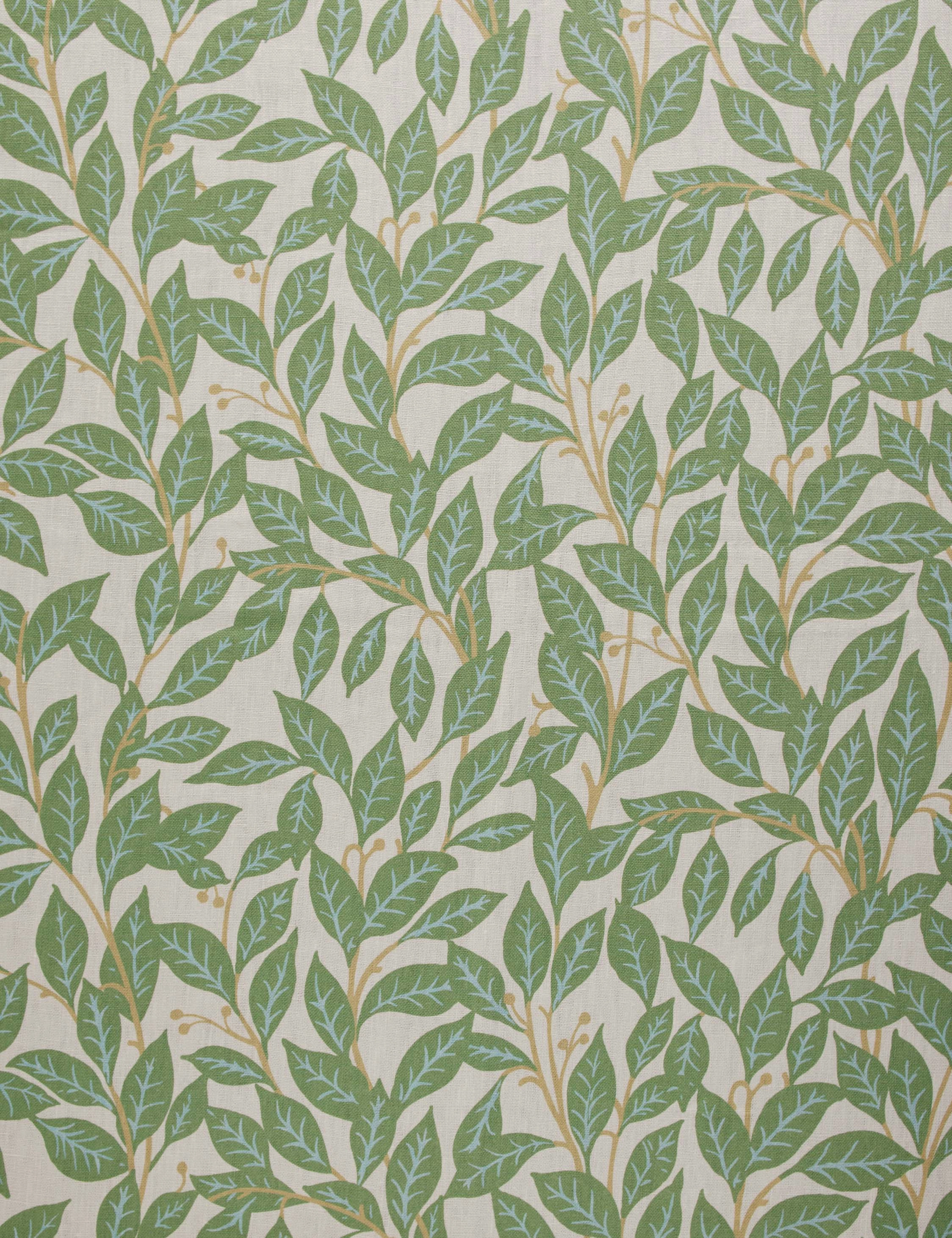 Orchard Leaves Green on Linen by Wallshoppe