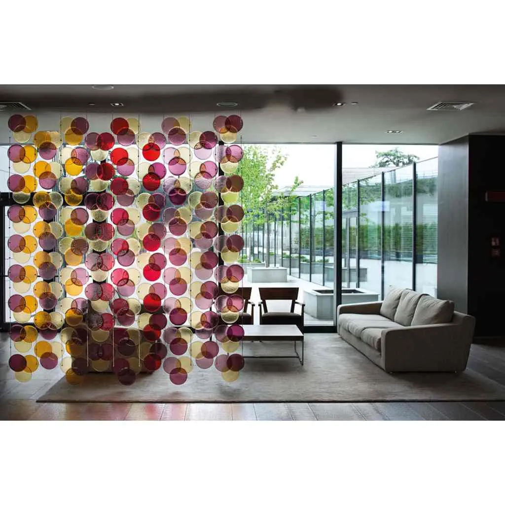 Organic Modern Italian Black Pink Blue Circle Murano Glass Room Divider/Screen