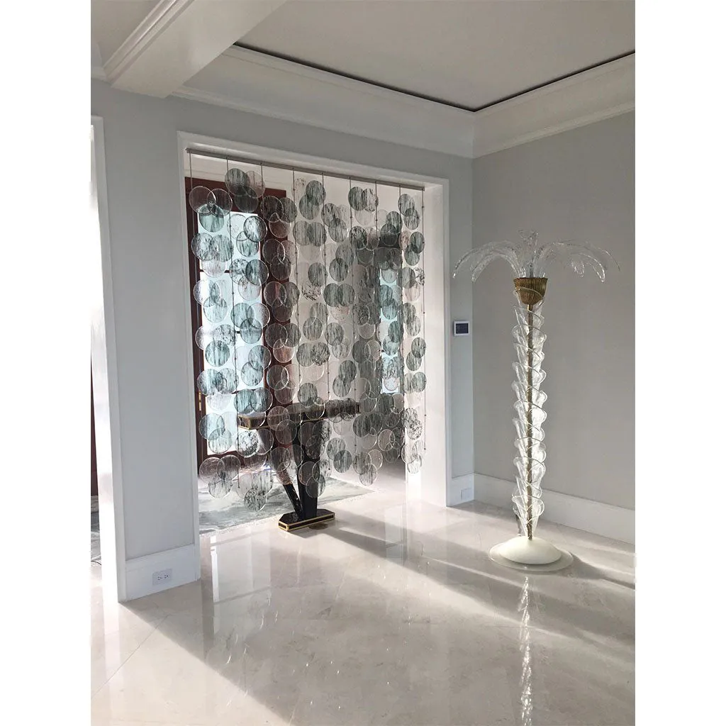 Organic Modern Italian Black Pink Blue Circle Murano Glass Room Divider/Screen