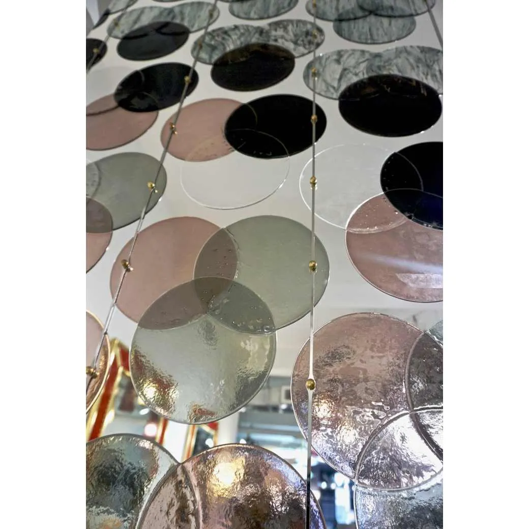 Organic Modern Italian Black Pink Blue Circle Murano Glass Room Divider/Screen