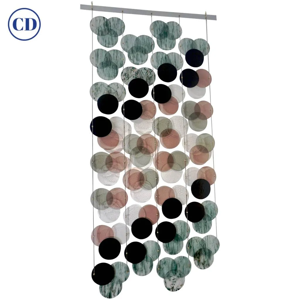 Organic Modern Italian Black Pink Blue Circle Murano Glass Room Divider/Screen 