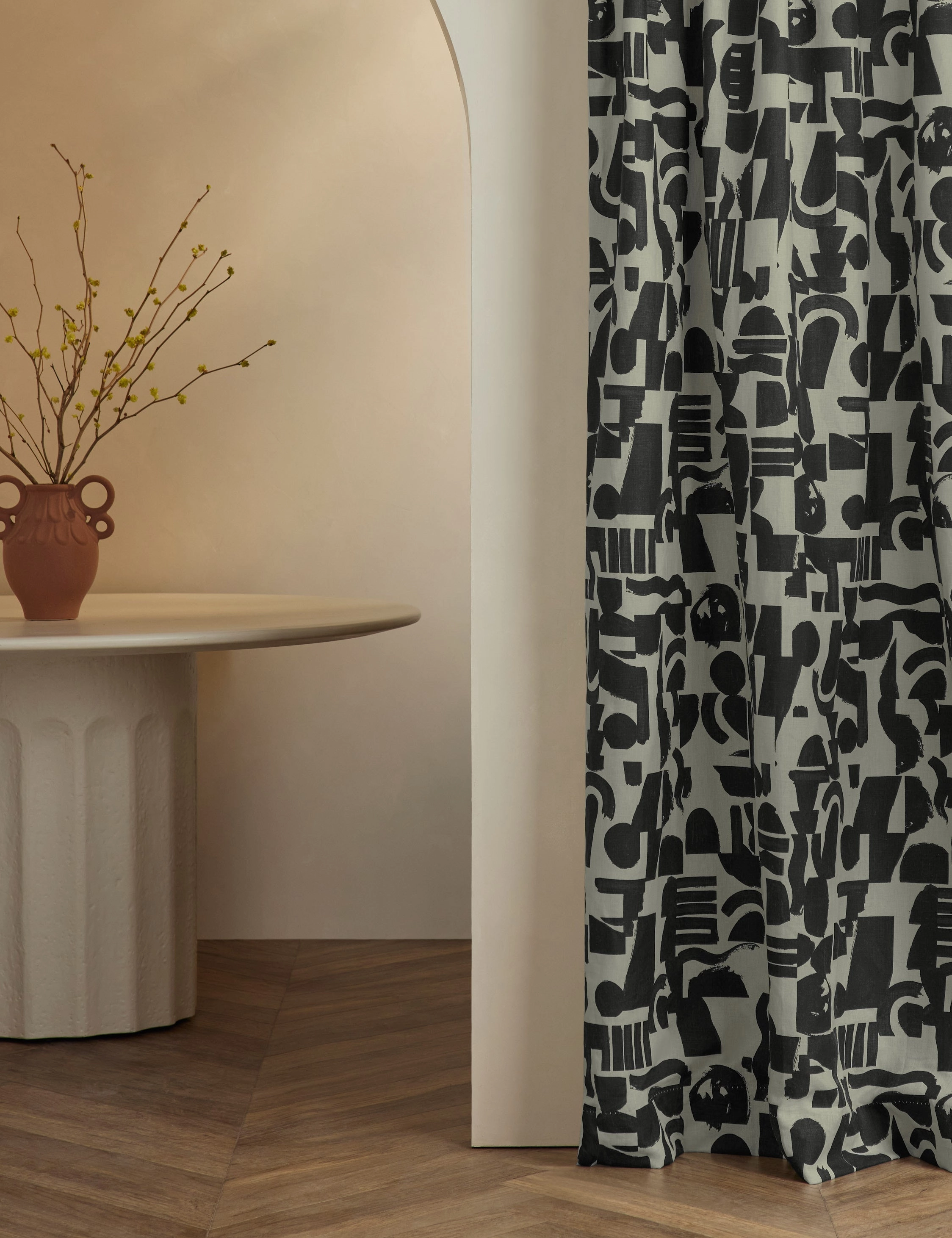Organic Shapes Linen Curtain Panel by Sarah Sherman Samuel
